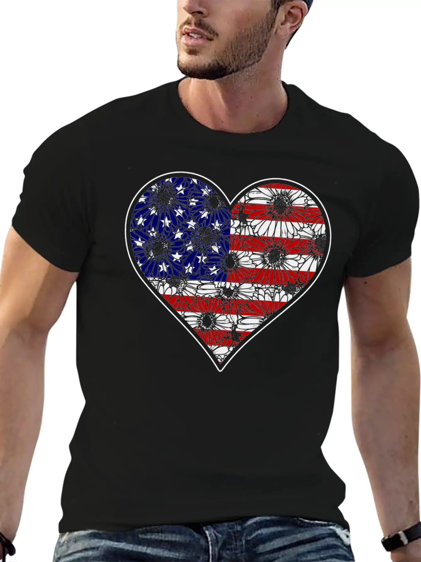 US Patriotic Heart With US FLAG 4th Of July Comfortable Minimalist Graphic Tee – Summer Style Essential