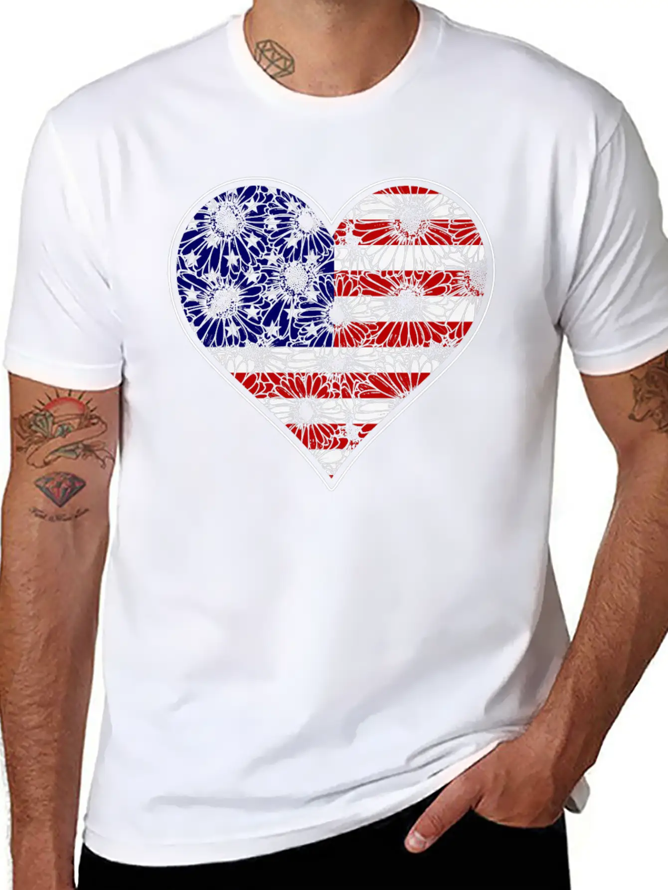 US Patriotic Heart With US FLAG 4th Of July Comfortable Minimalist Graphic Tee – Summer Style Essential