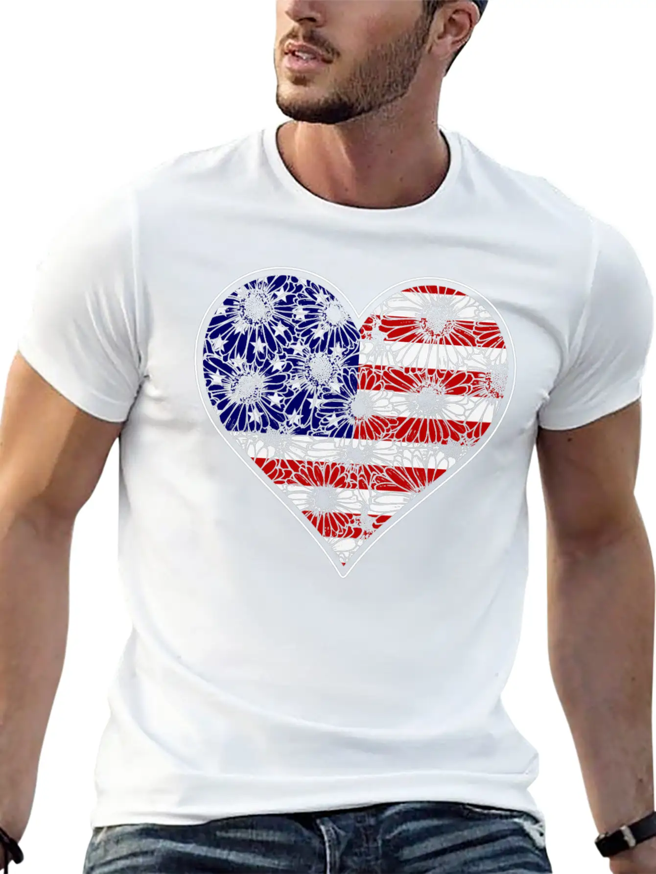 US Patriotic Heart With US FLAG 4th Of July Comfortable Minimalist Graphic Tee – Summer Style Essential