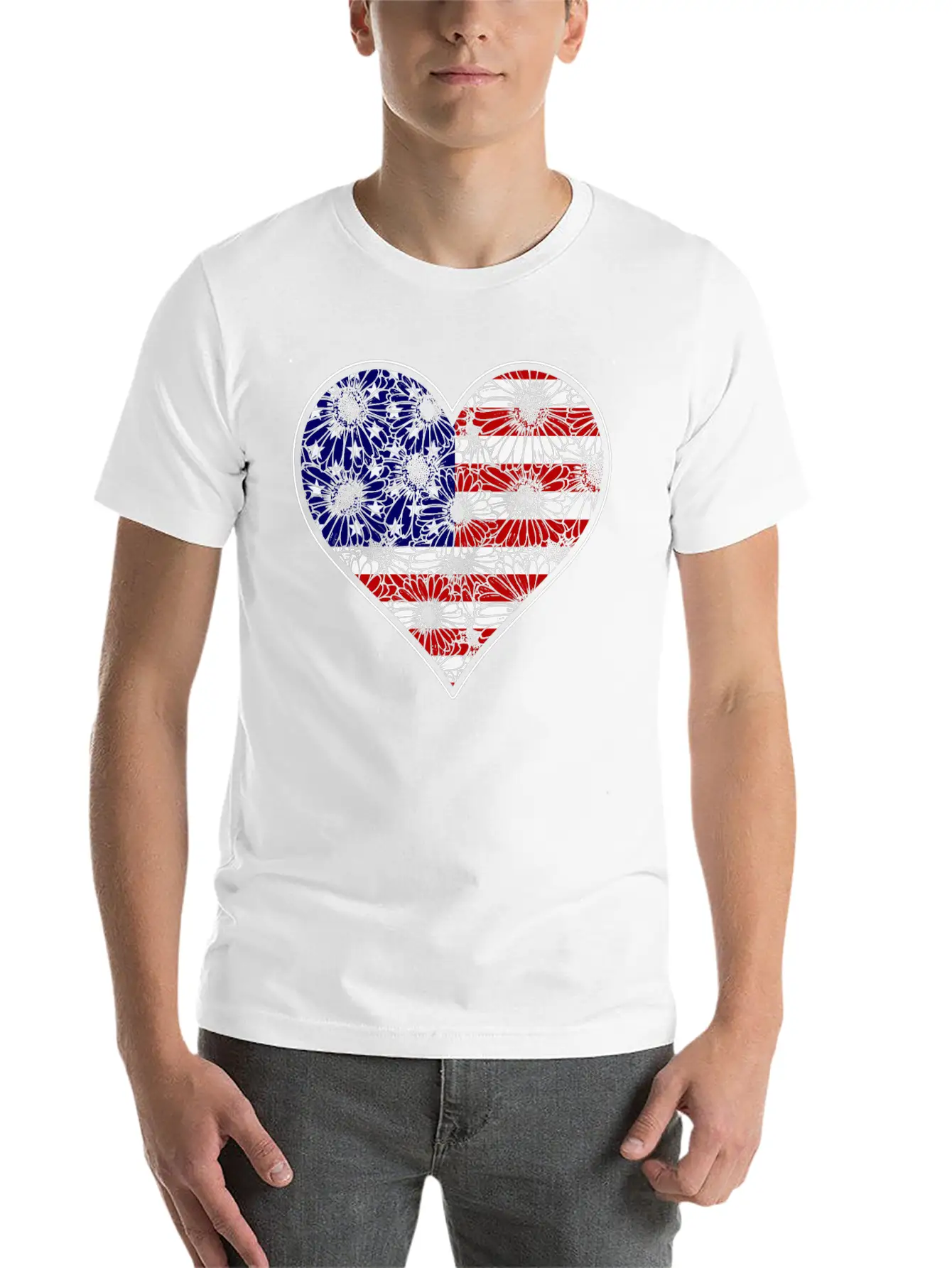 US Patriotic Heart With US FLAG 4th Of July Comfortable Minimalist Graphic Tee – Summer Style Essential