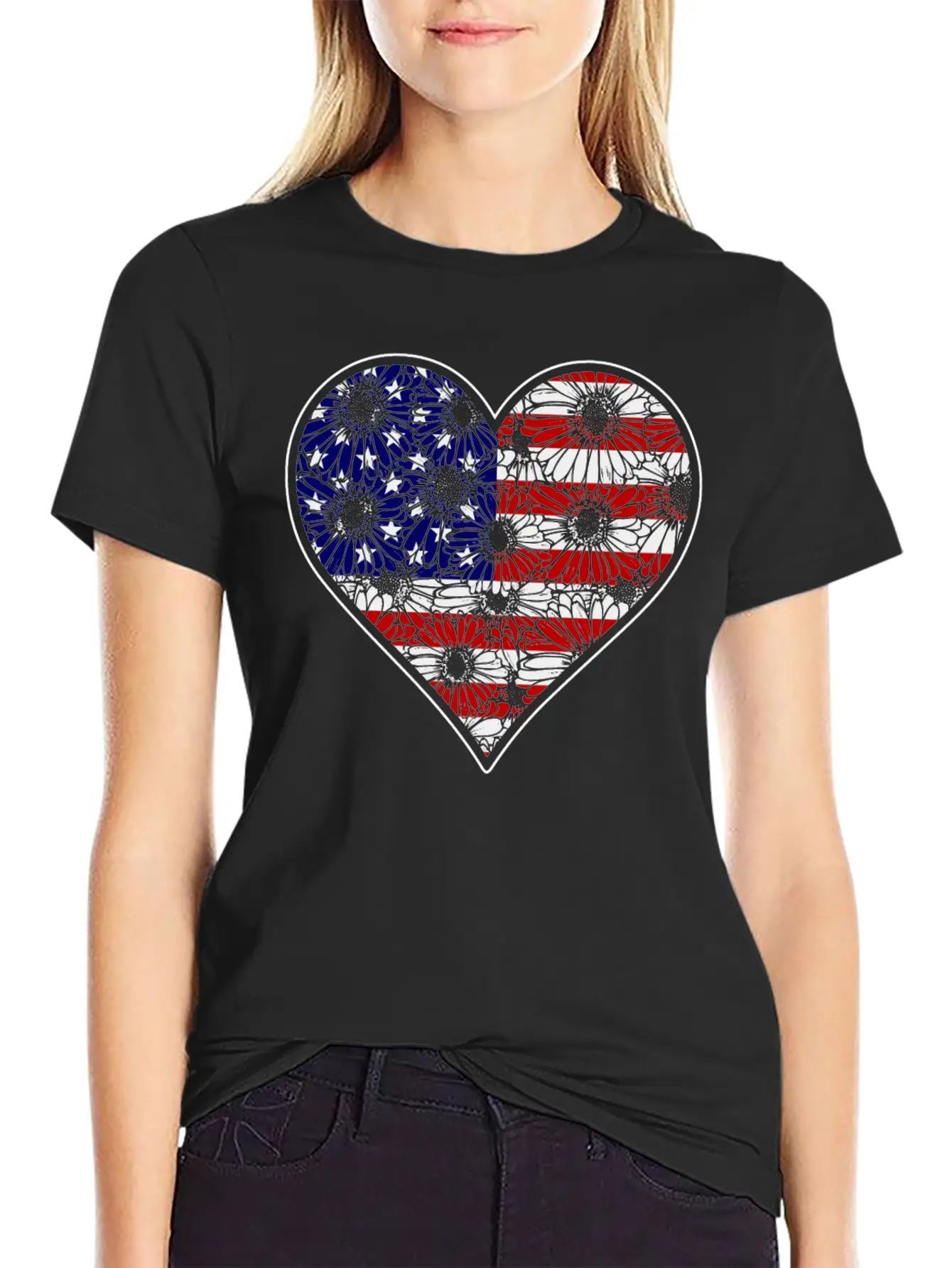 US Patriotic Heart With US FLAG 4th Of July Comfortable Minimalist Graphic Tee – Summer Style Essential