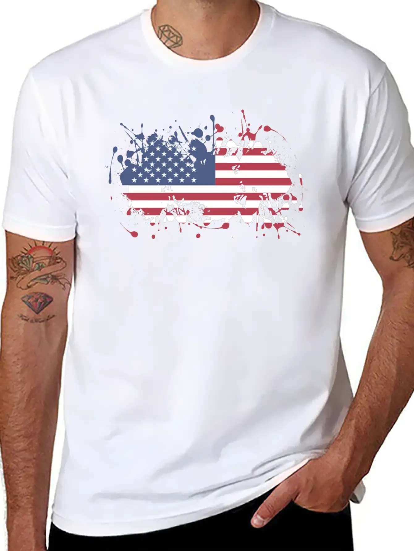 USA Splatter Flag Classic Fit Graphic Tee For Daily Comfort – Unisex Cotton Shirt