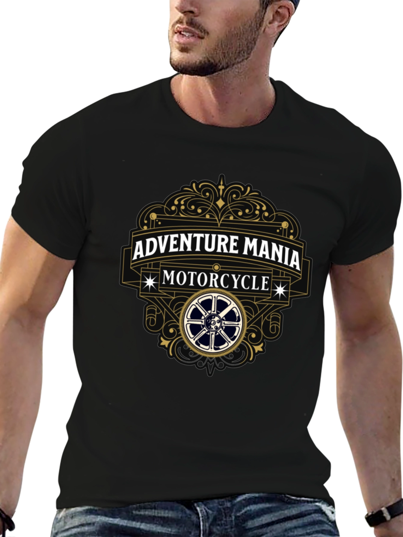 Adventure Mania Motorcycle T-Shirt - Black