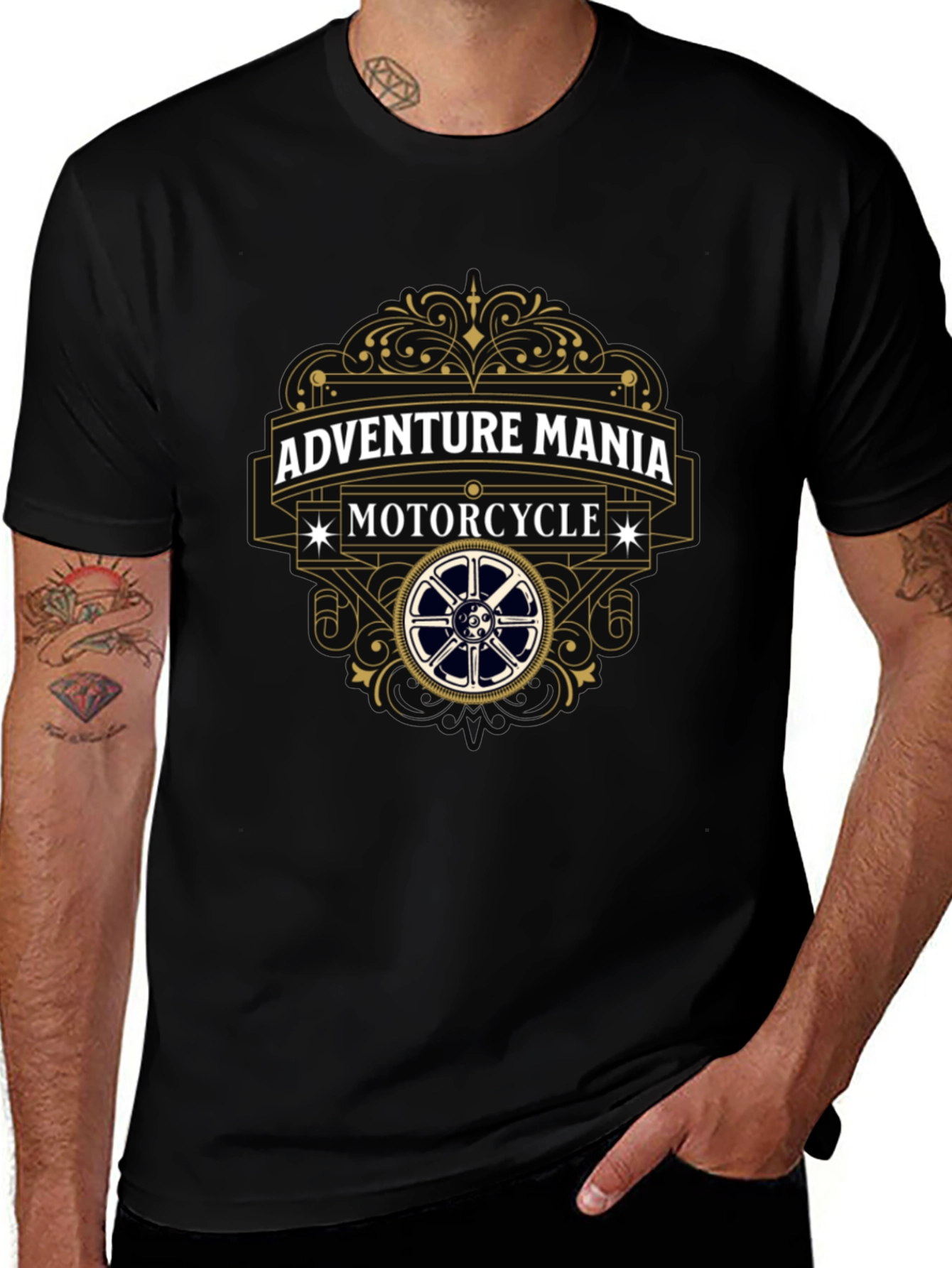 Adventure Mania Motorcycle T-Shirt - Black