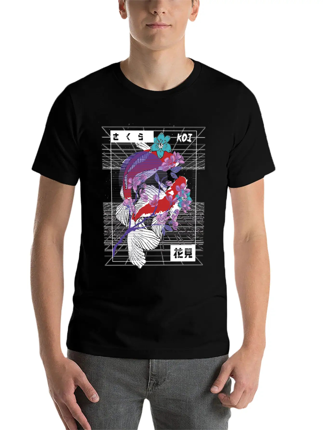 Vaporwave Koi Fish Japan Sakura Carp Breeder Basic Graphic T-Shirt – Daily Comfort In Soft Cotton