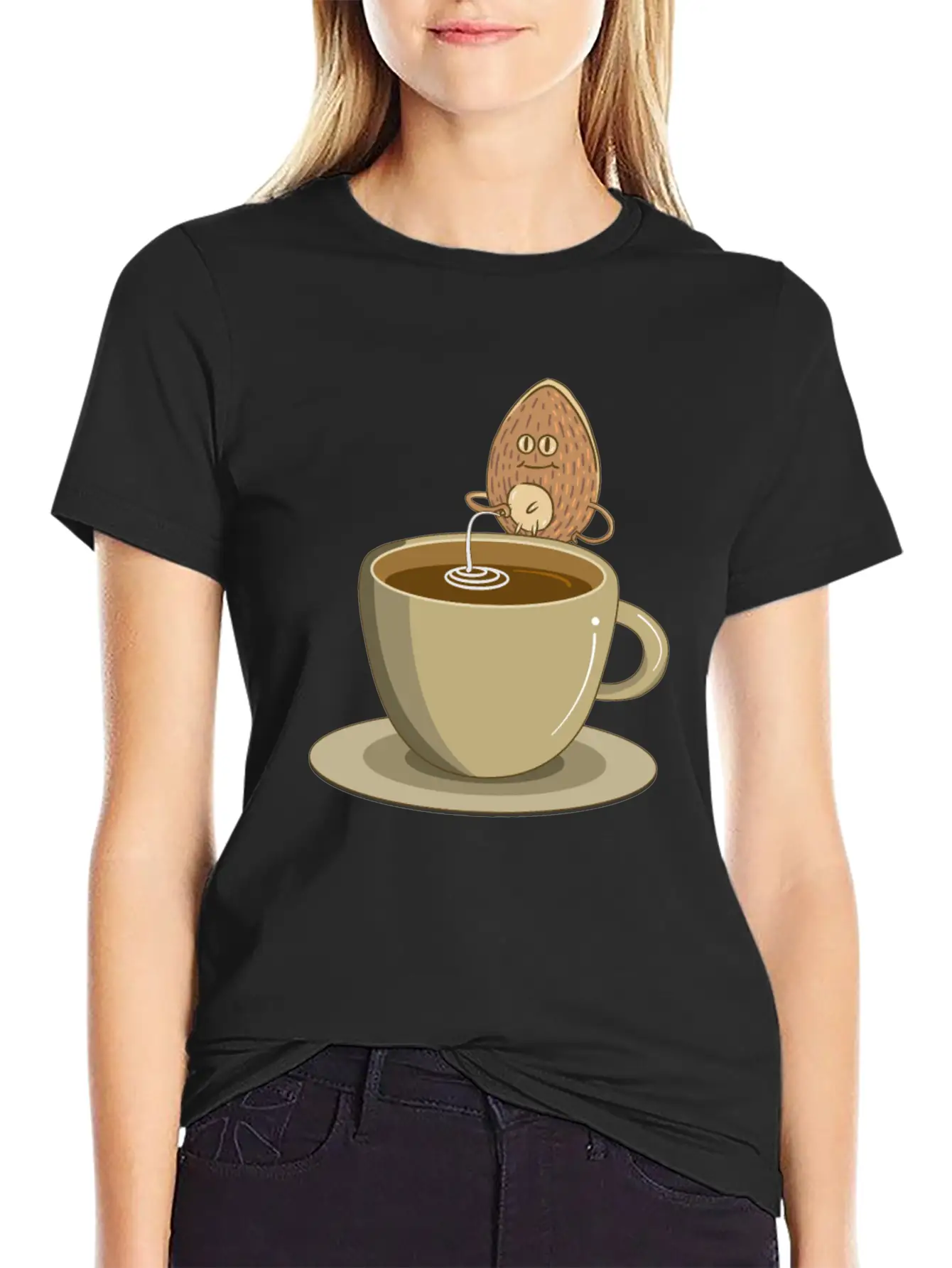 Vegan Vaganer Almond Milk Organic Milk Coffee Modern Fit Casual T-Shirt ��� Clean And Versatile Design
