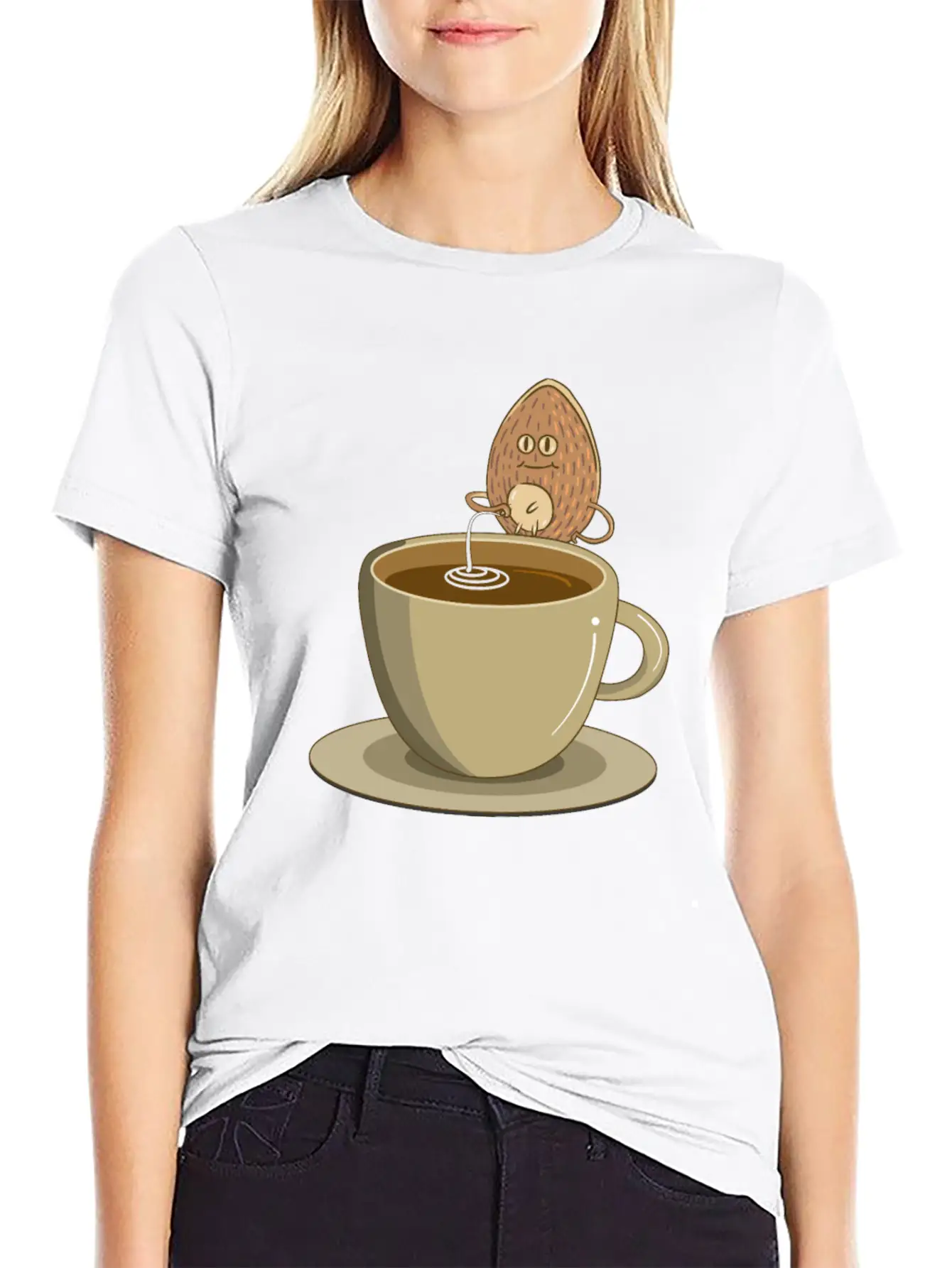 Vegan Vaganer Almond Milk Organic Milk Coffee Modern Fit Casual T-Shirt ��� Clean And Versatile Design