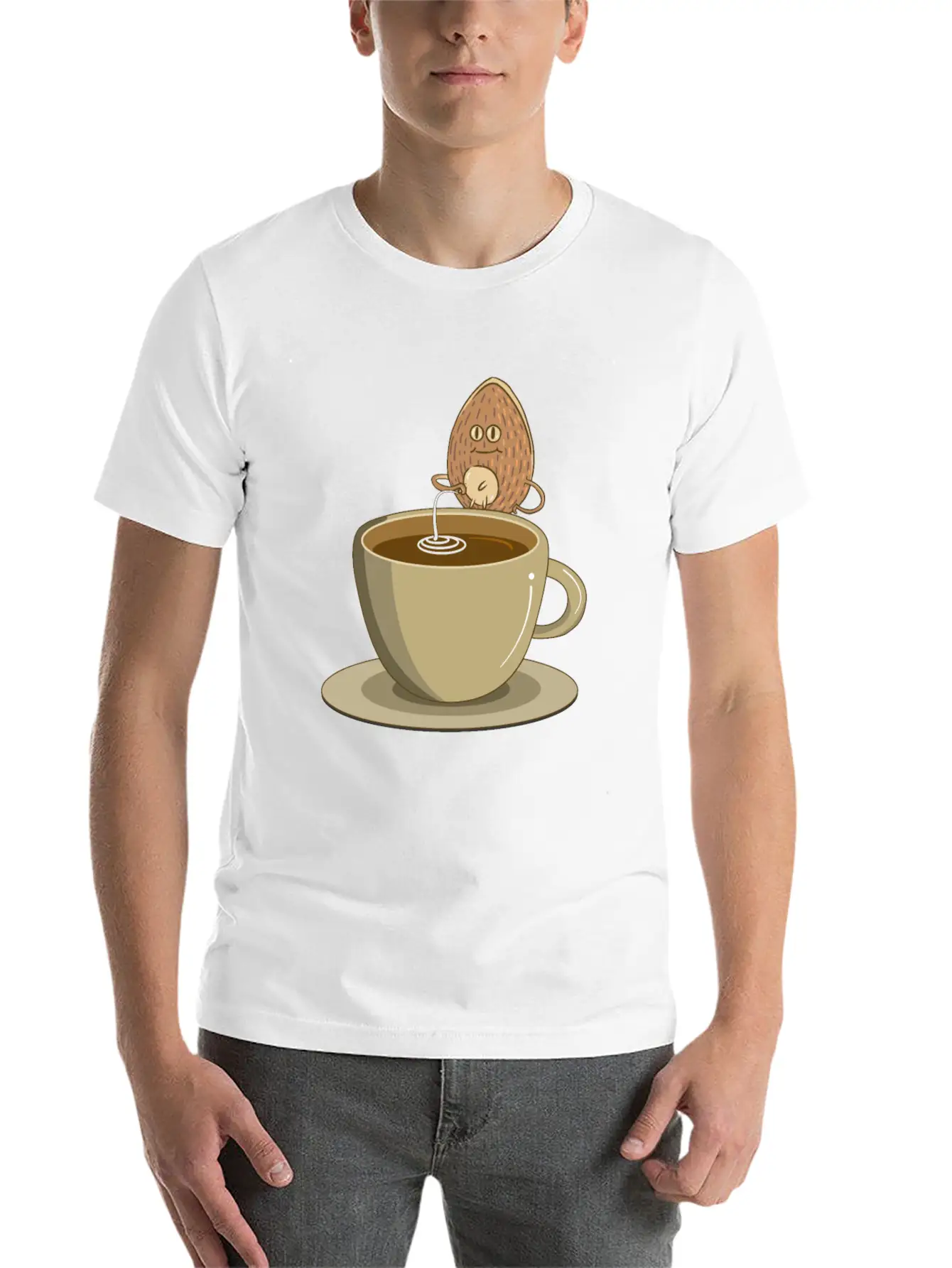 Vegan Vaganer Almond Milk Organic Milk Coffee Modern Fit Casual T-Shirt ��� Clean And Versatile Design