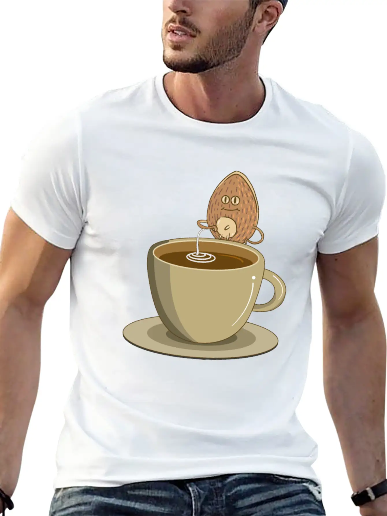 Vegan Vaganer Almond Milk Organic Milk Coffee Modern Fit Casual T-Shirt ��� Clean And Versatile Design