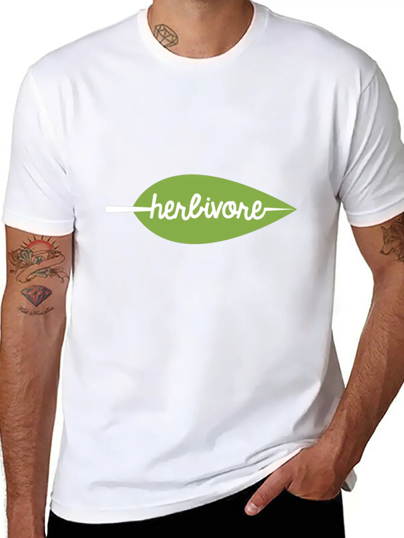 Vegetarian / Vegan Shirt. Eat Plants, No Animals. Stylish Everyday T-Shirt ��� Unisex Basic Cotton Tee