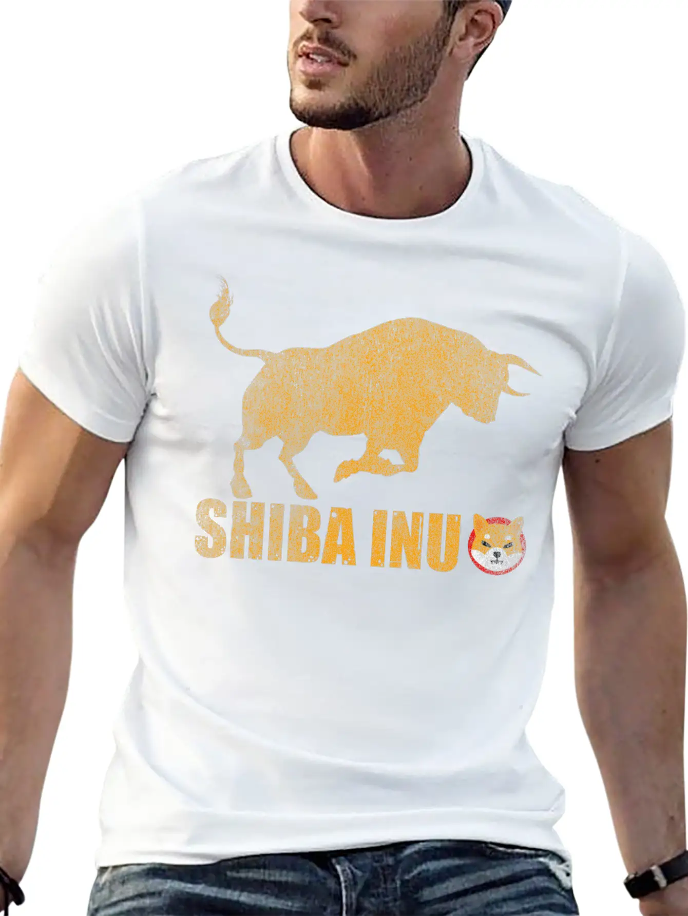 Vintage Bull Market Shiba Inu Coin Crypto Token Stylish Everyday T-Shirt – Unisex Basic Cotton Tee
