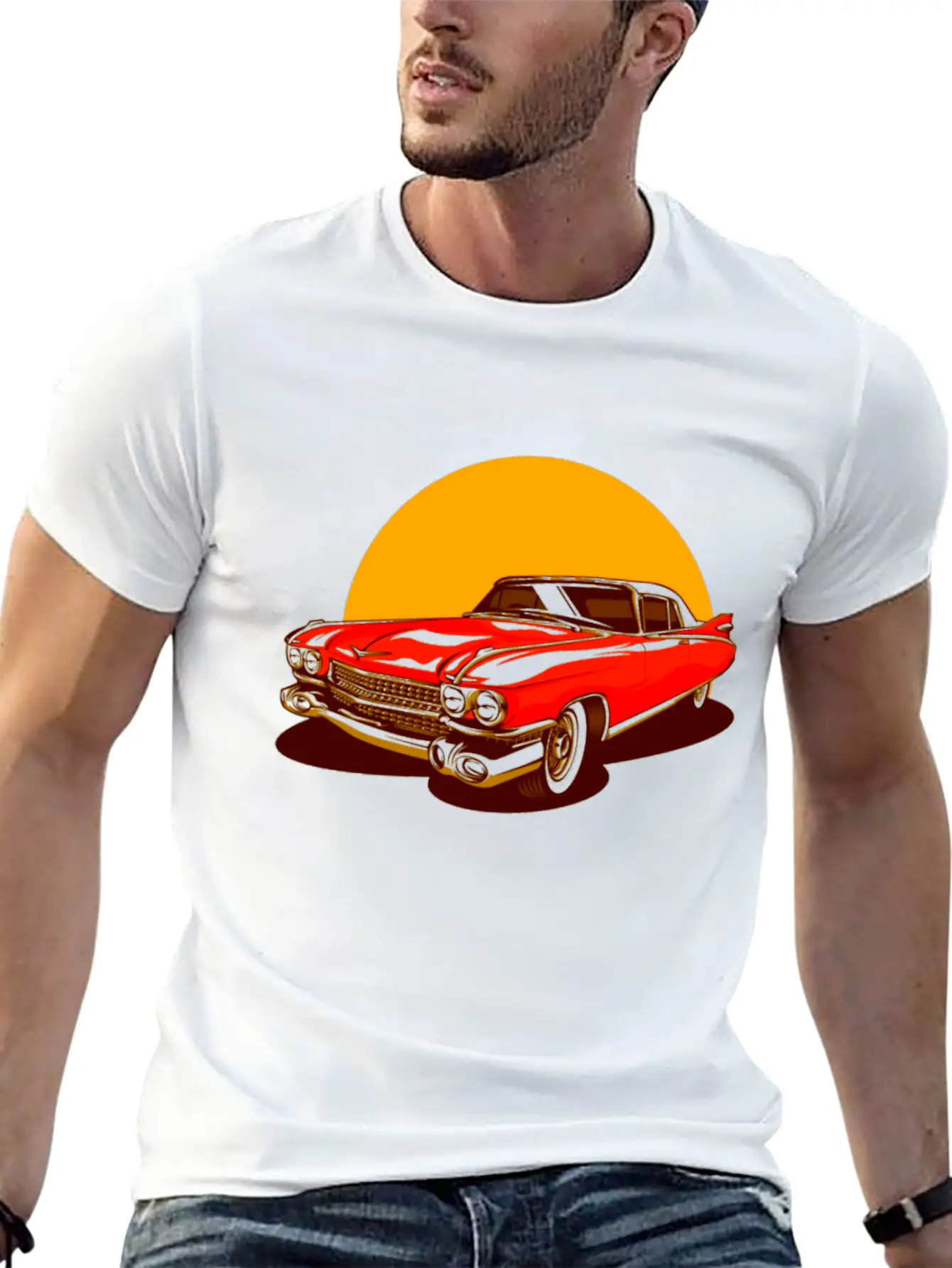Vintage Classic Car Essential Cotton Tee For Daily Outfits – Unisex Style