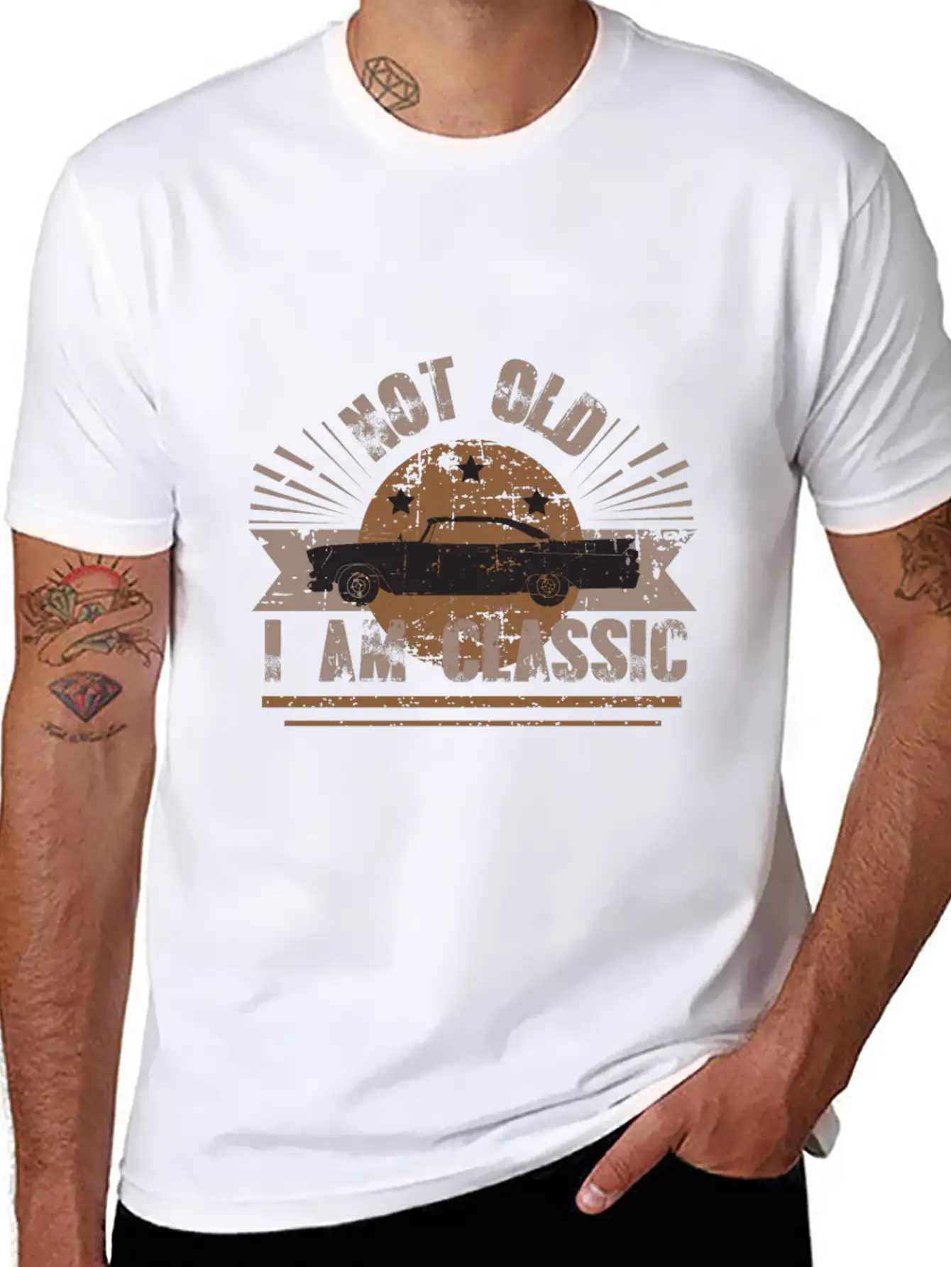 Vintage Classic Cars , Not Old - I Am Classic Modern Fit Casual T-Shirt – Clean And Versatile Design