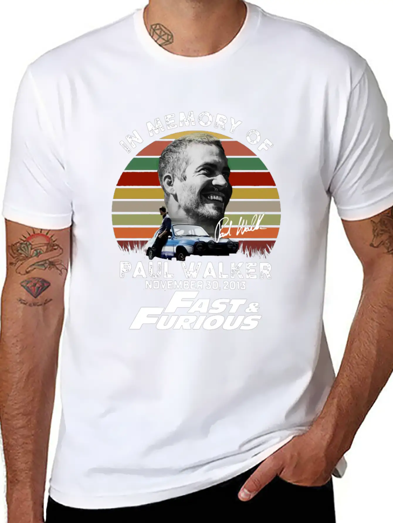 Vintage In Memory Of Paul Walker November 30 Stylish Everyday T-Shirt – Unisex Basic Cotton Tee