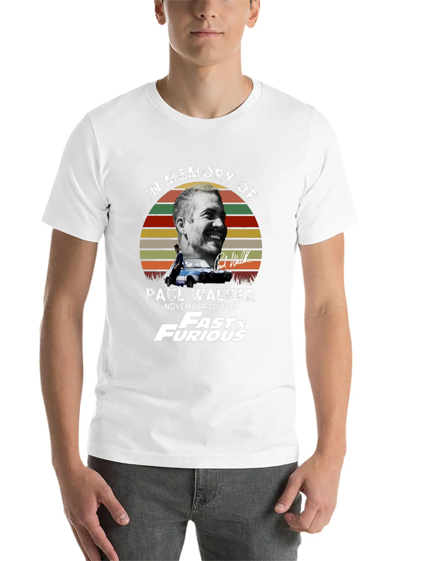 Vintage In Memory Of Paul Walker November 30 Stylish Everyday T-Shirt – Unisex Basic Cotton Tee