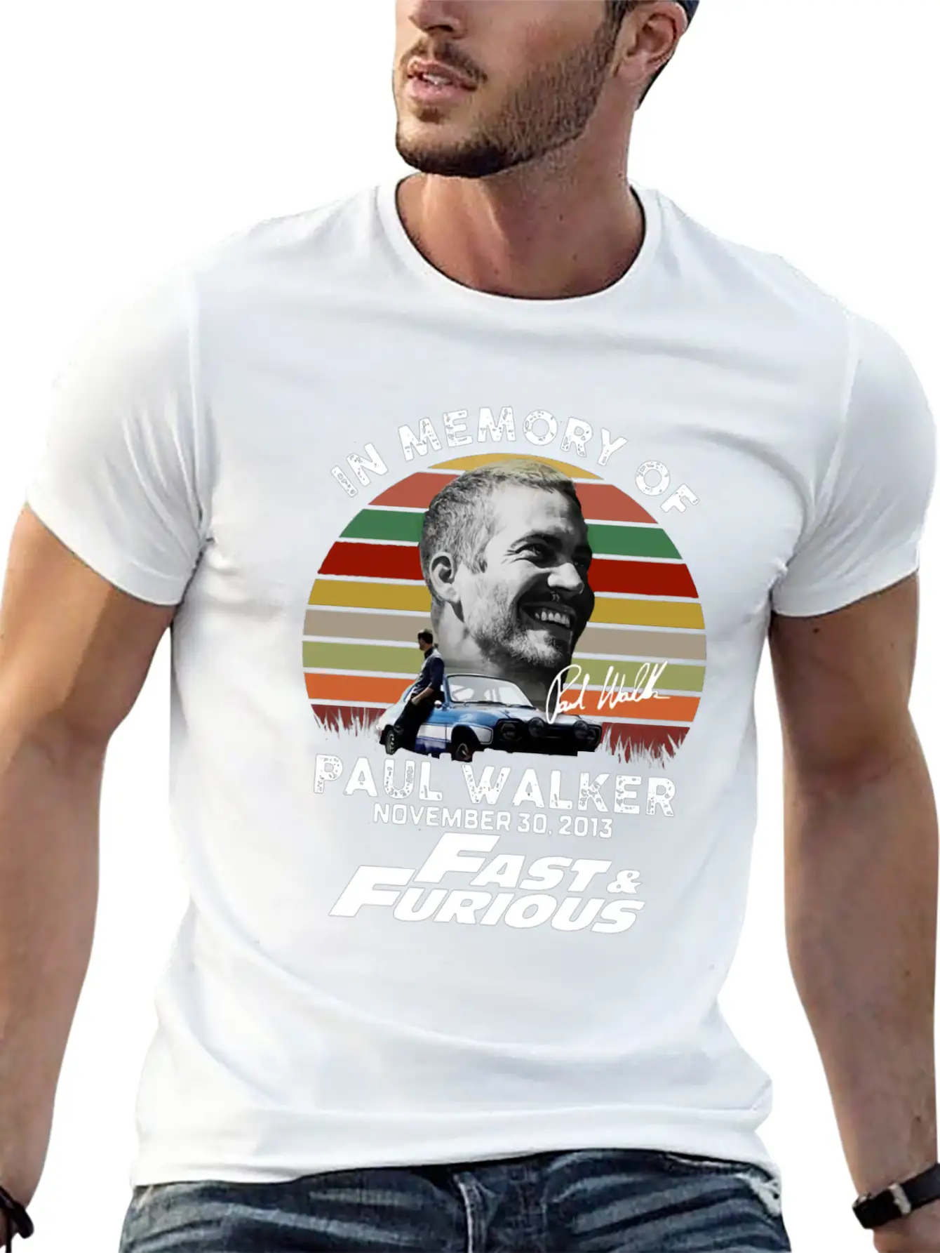 Vintage In Memory Of Paul Walker November 30 Stylish Everyday T-Shirt – Unisex Basic Cotton Tee