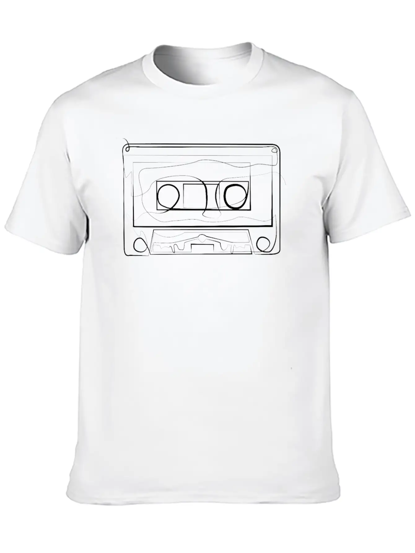 Vintage Music Cassette - One Line Drawing Modern Fit Casual T-Shirt – Clean And Versatile Design