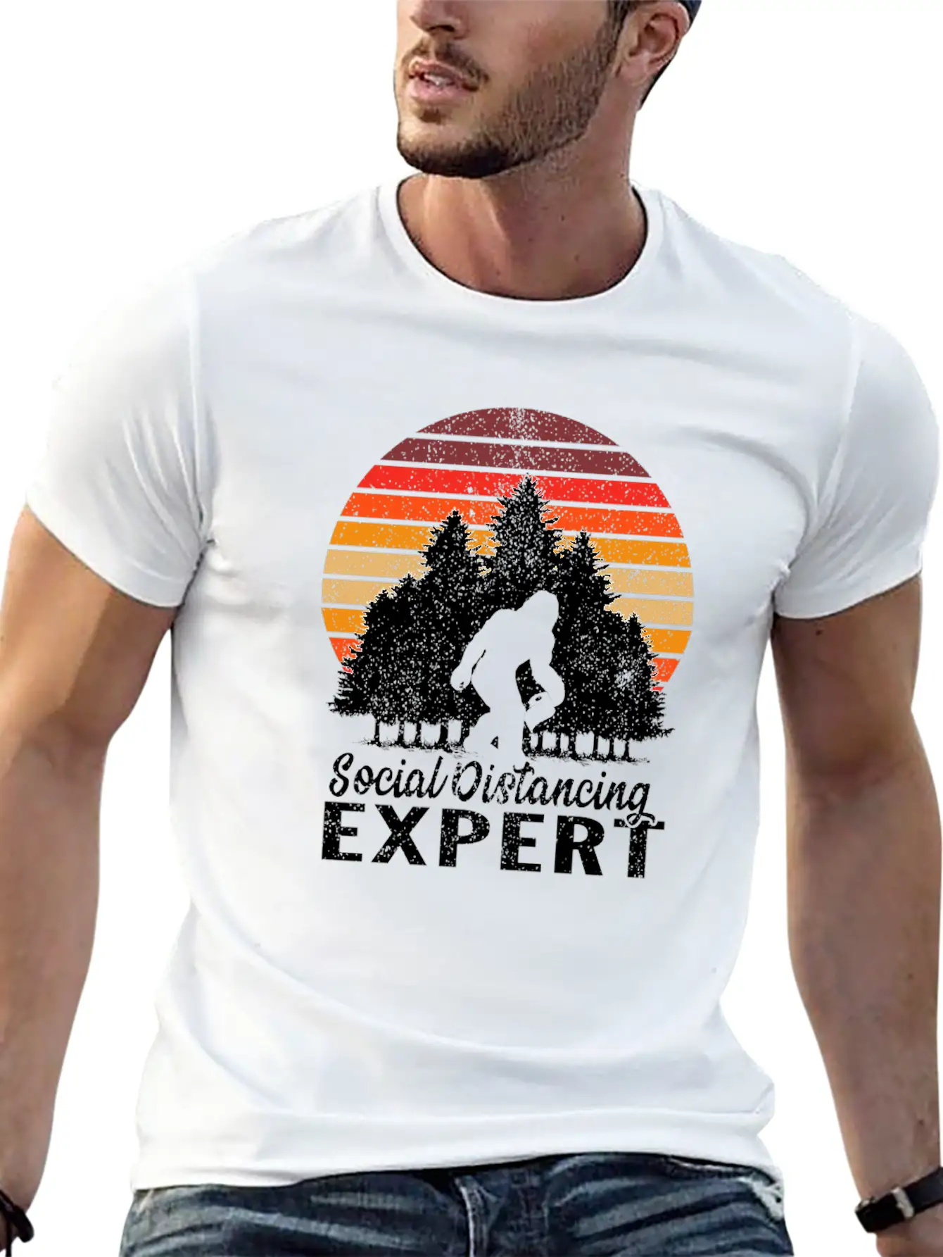 Vintage Sunrise Retro Sunset Bigfoot Social Classic Fit Graphic Tee For Daily Comfort – Unisex Cotton Shirt