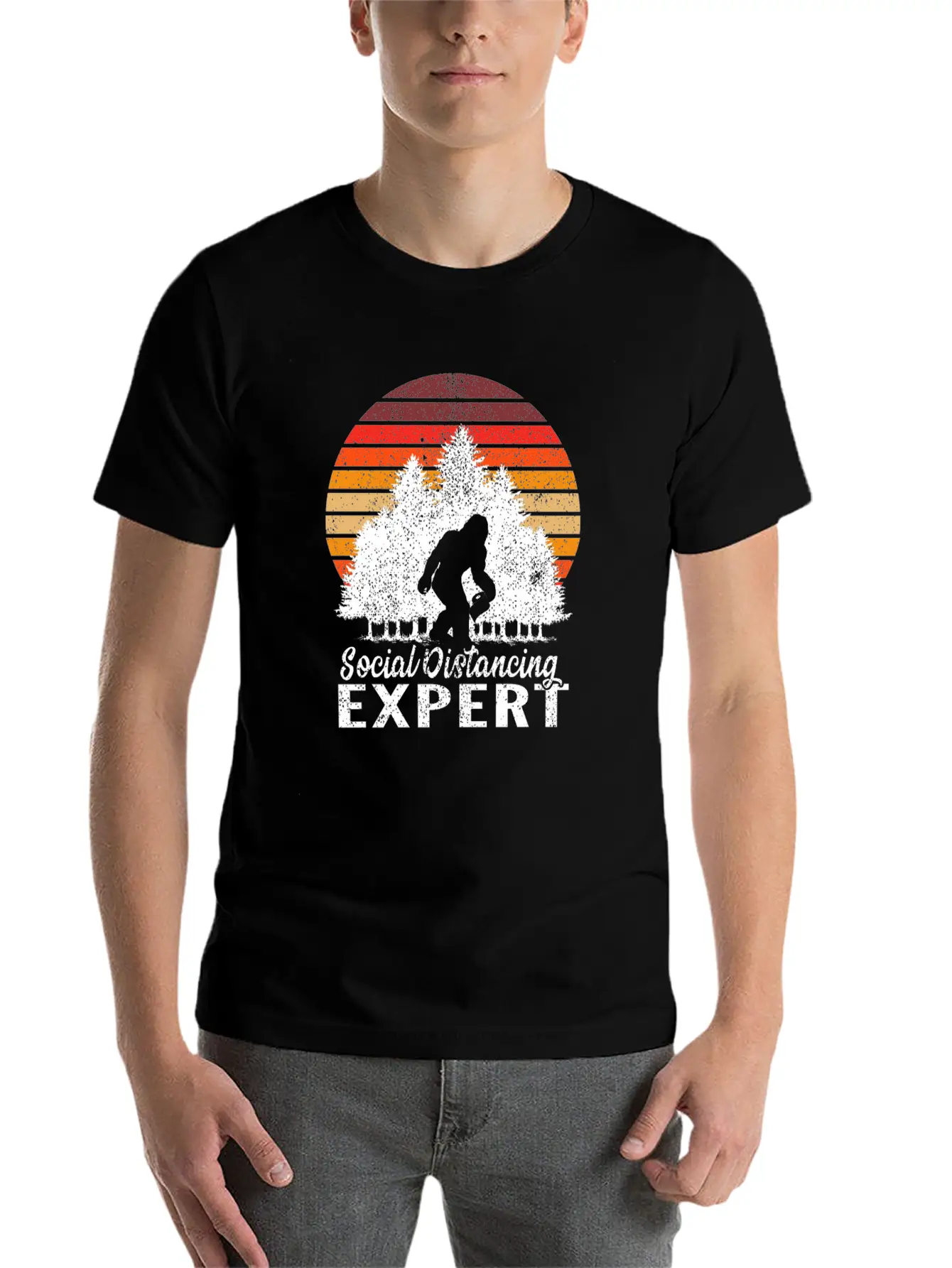 Vintage Sunrise Retro Sunset Bigfoot Social Lightweight Cotton T-Shirt – Daily Comfort Graphic Shirt