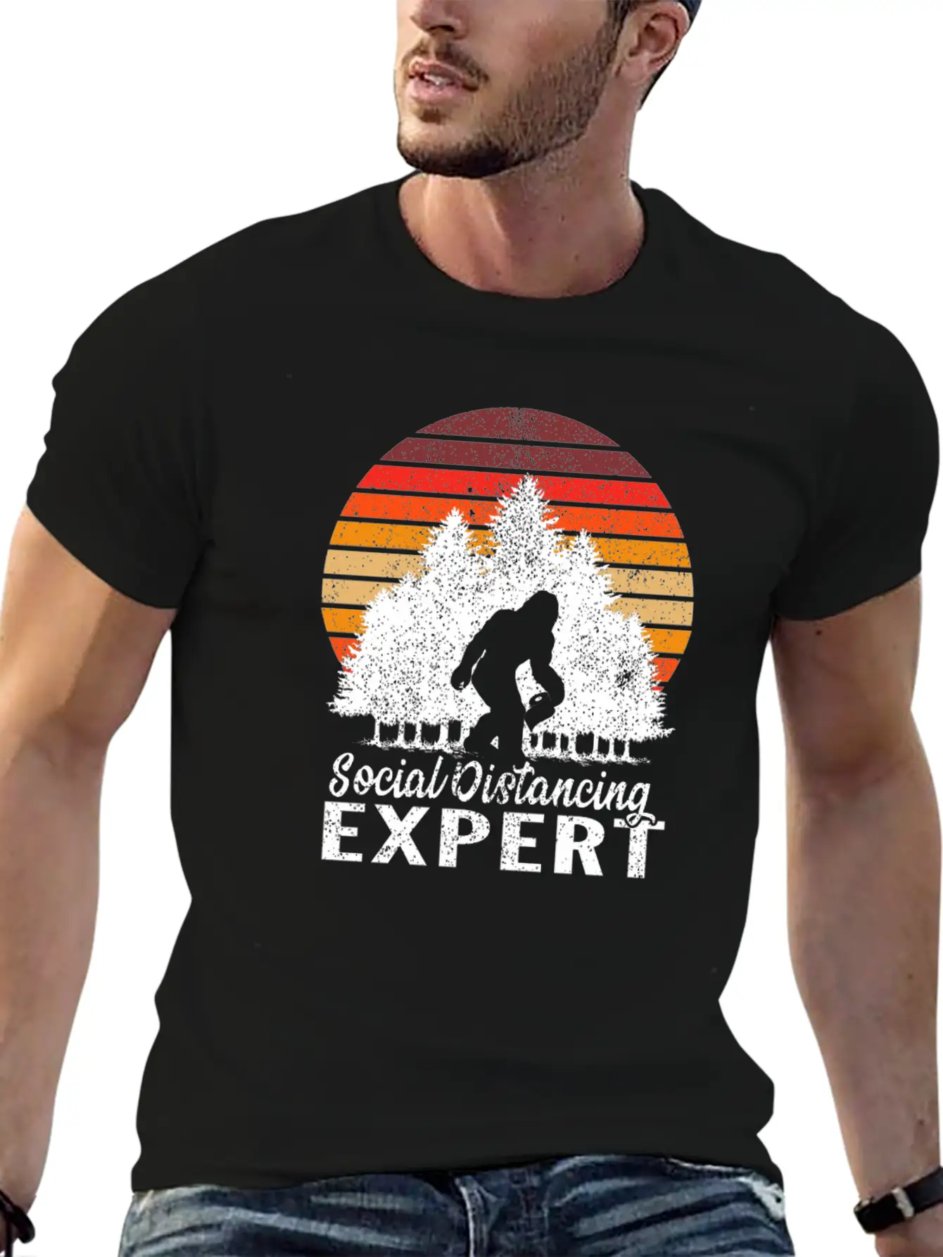 Vintage Sunrise Retro Sunset Bigfoot Social Lightweight Cotton T-Shirt – Daily Comfort Graphic Shirt