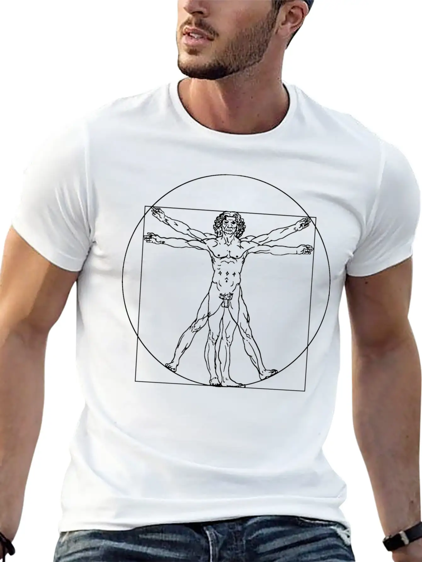 Vitruvian Man (da Vinci) Lightweight Cotton T-Shirt – Daily Comfort Graphic Shirt