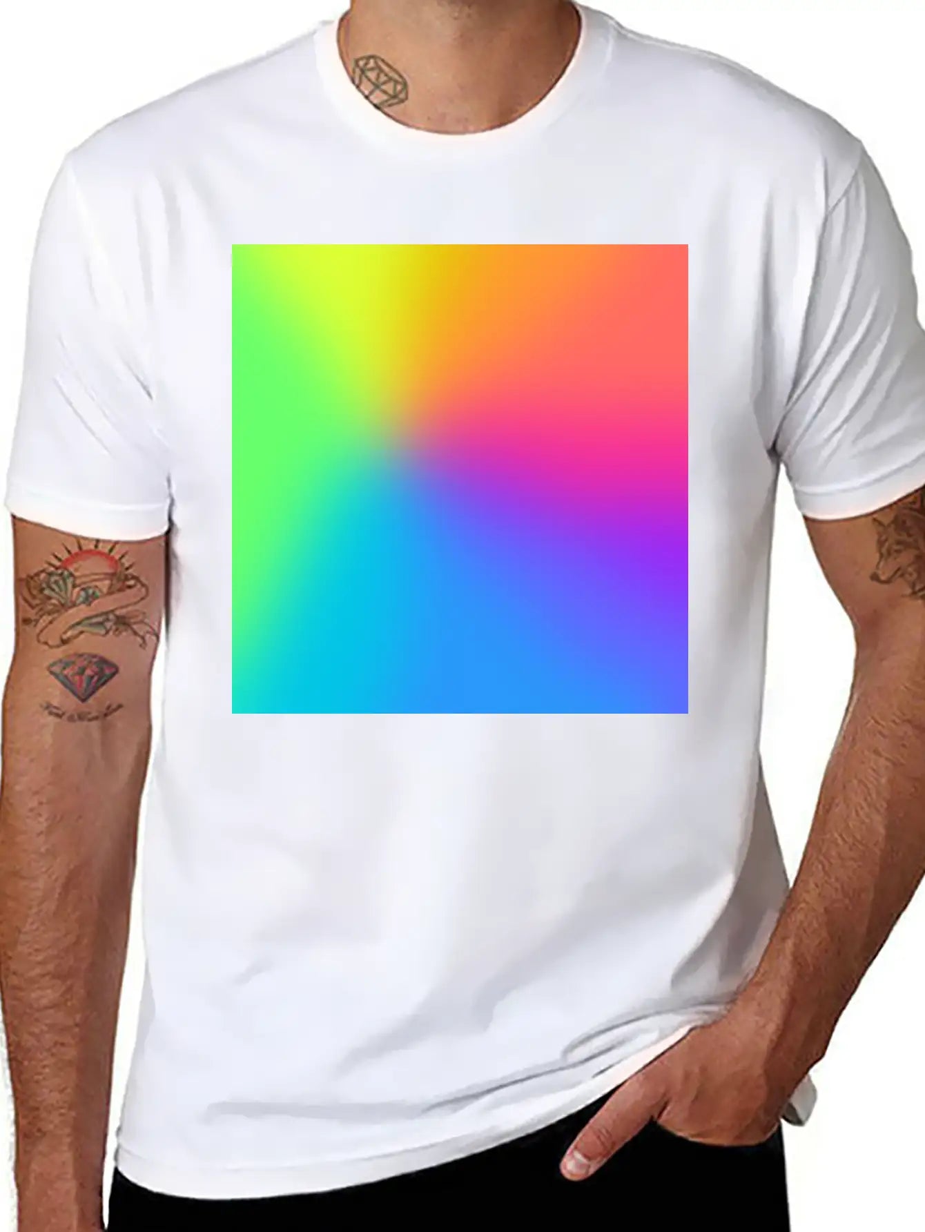Vivid Radial Rainbow Gradient Lightweight Cotton T-Shirt – Daily Comfort Graphic Shirt