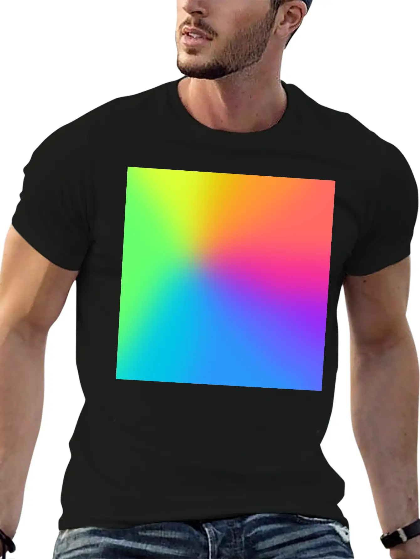 Vivid Radial Rainbow Gradient Lightweight Cotton T-Shirt – Daily Comfort Graphic Shirt