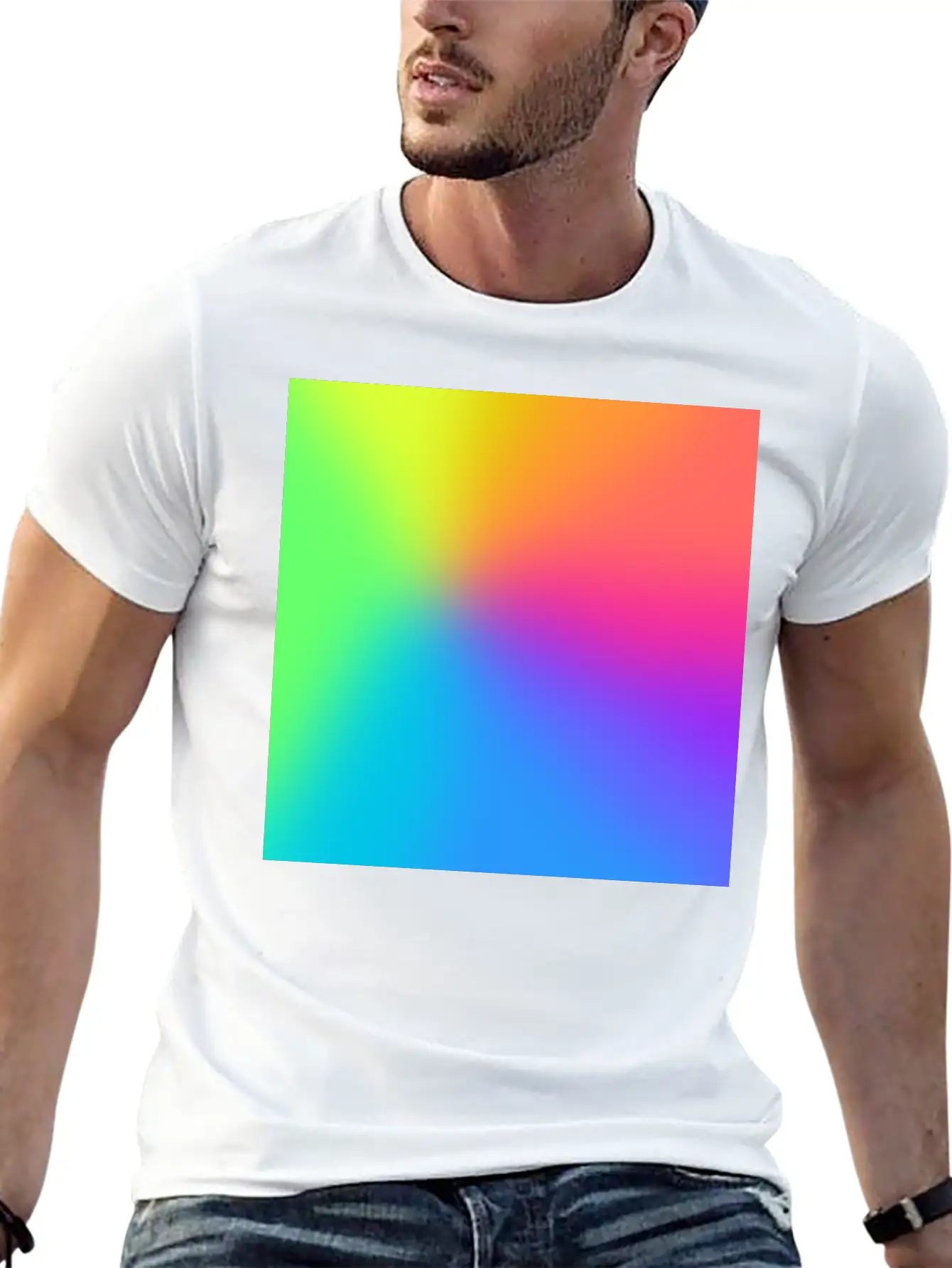 Vivid Radial Rainbow Gradient Lightweight Cotton T-Shirt – Daily Comfort Graphic Shirt