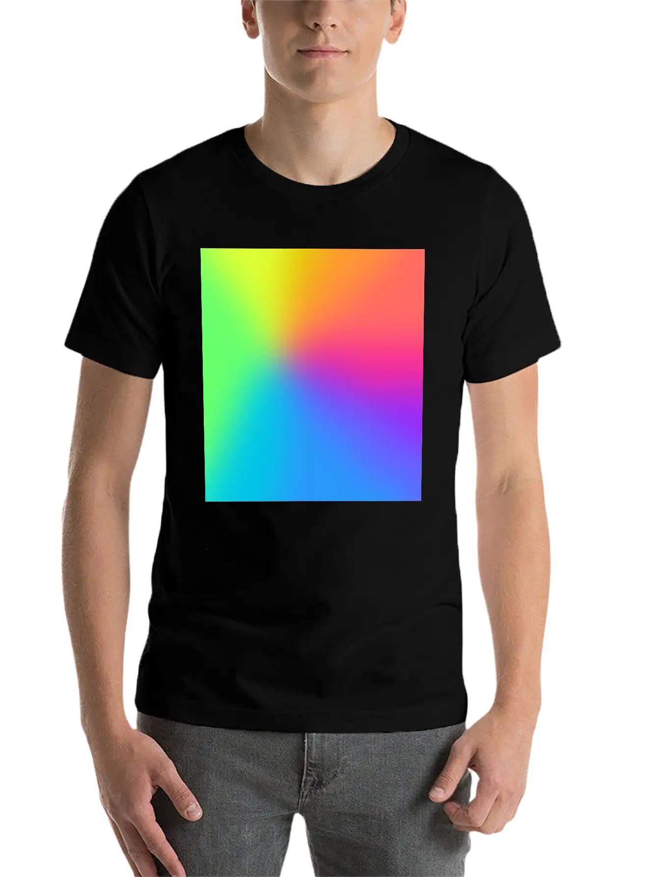Vivid Radial Rainbow Gradient Lightweight Cotton T-Shirt – Daily Comfort Graphic Shirt
