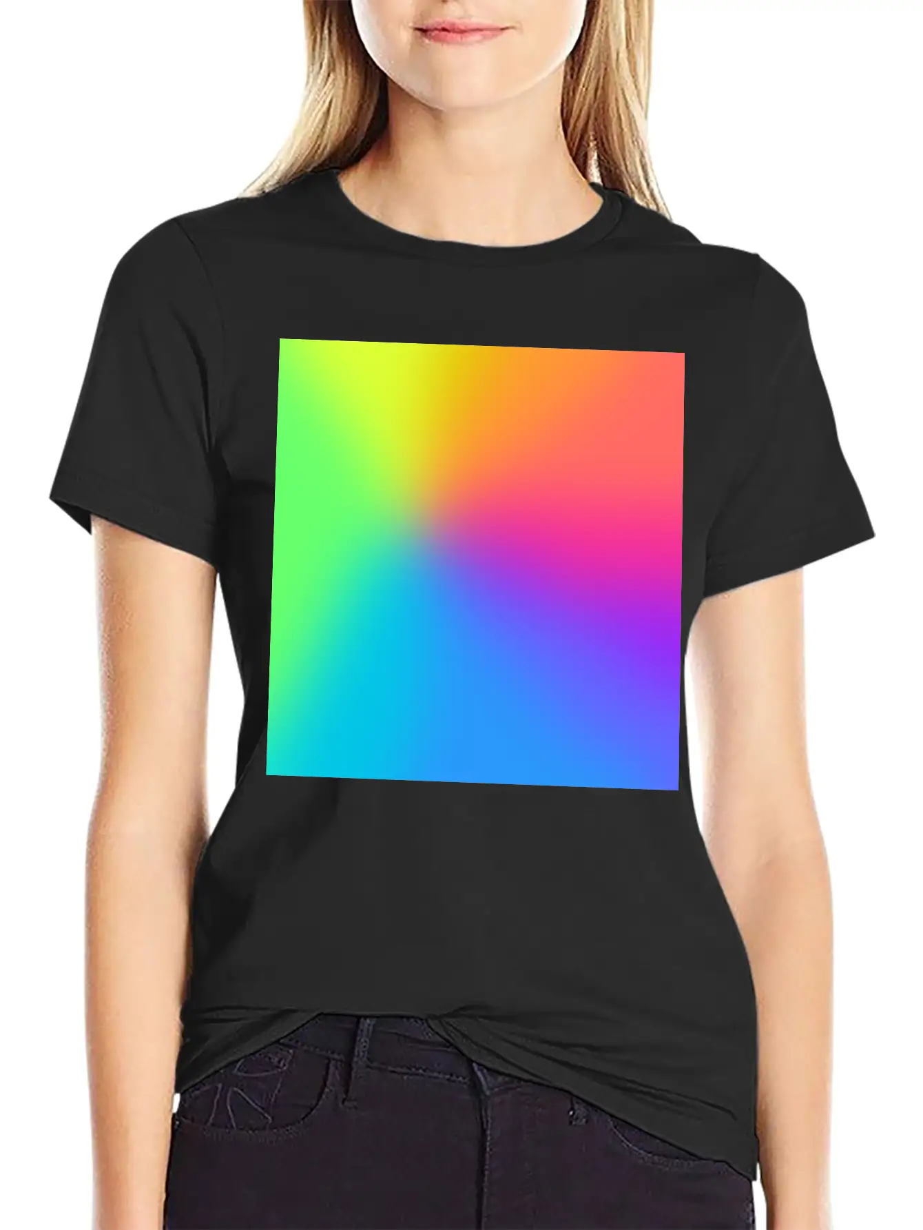 Vivid Radial Rainbow Gradient Lightweight Cotton T-Shirt – Daily Comfort Graphic Shirt