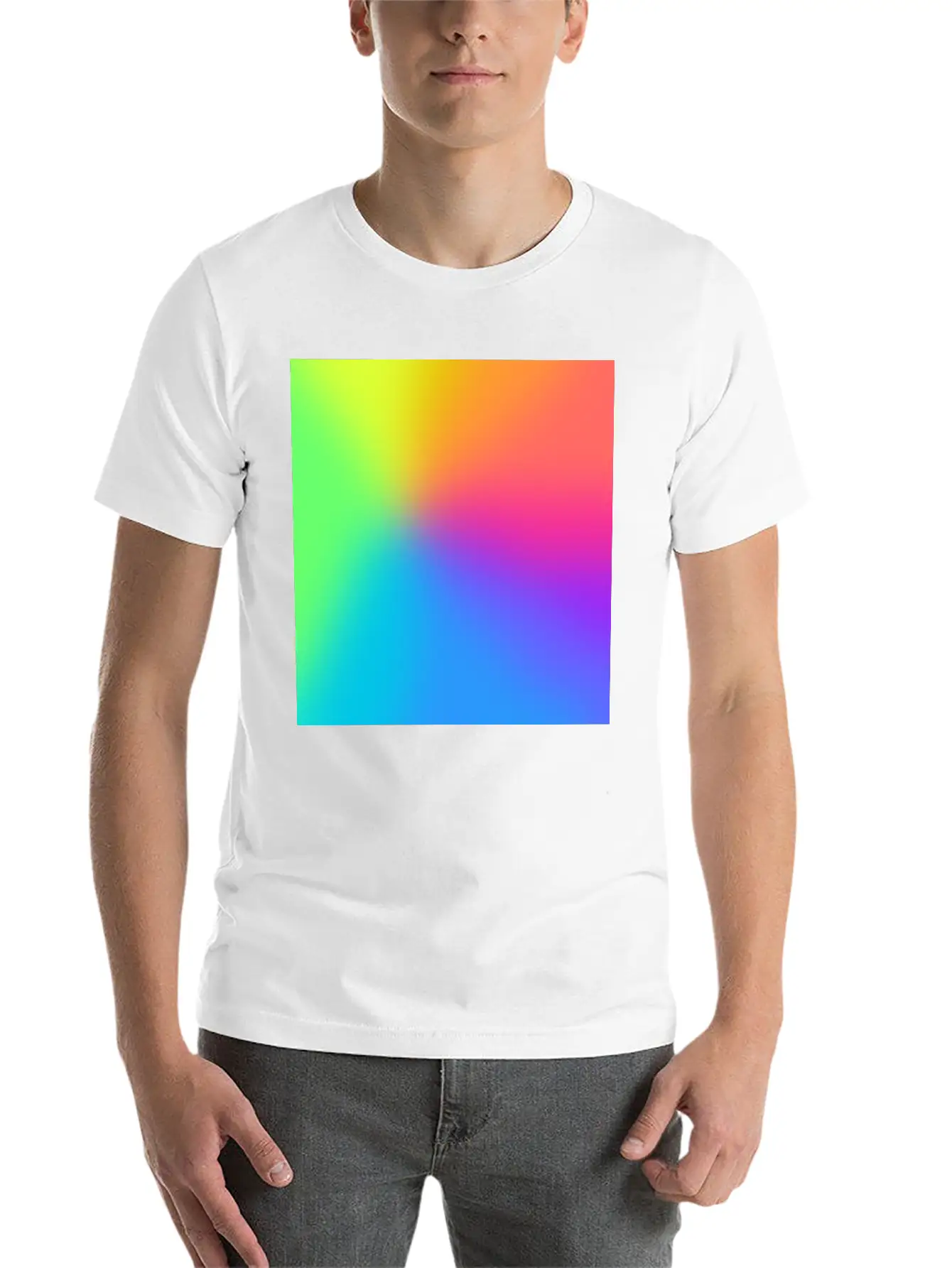 Vivid Radial Rainbow Gradient Lightweight Cotton T-Shirt – Daily Comfort Graphic Shirt