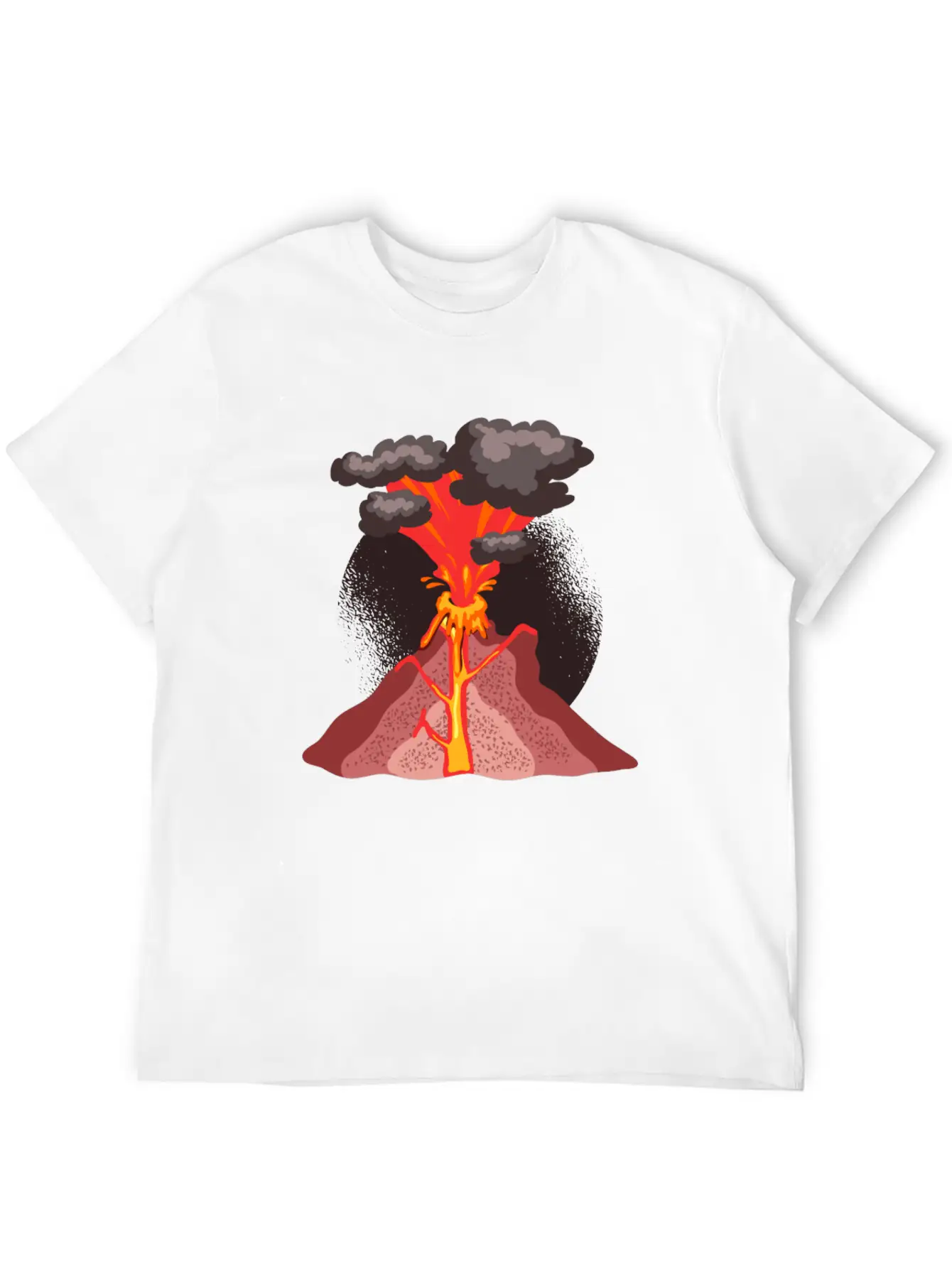 Volcano Geology Nature Illustration Motif Lightweight Cotton T-Shirt – Daily Comfort Graphic Shirt