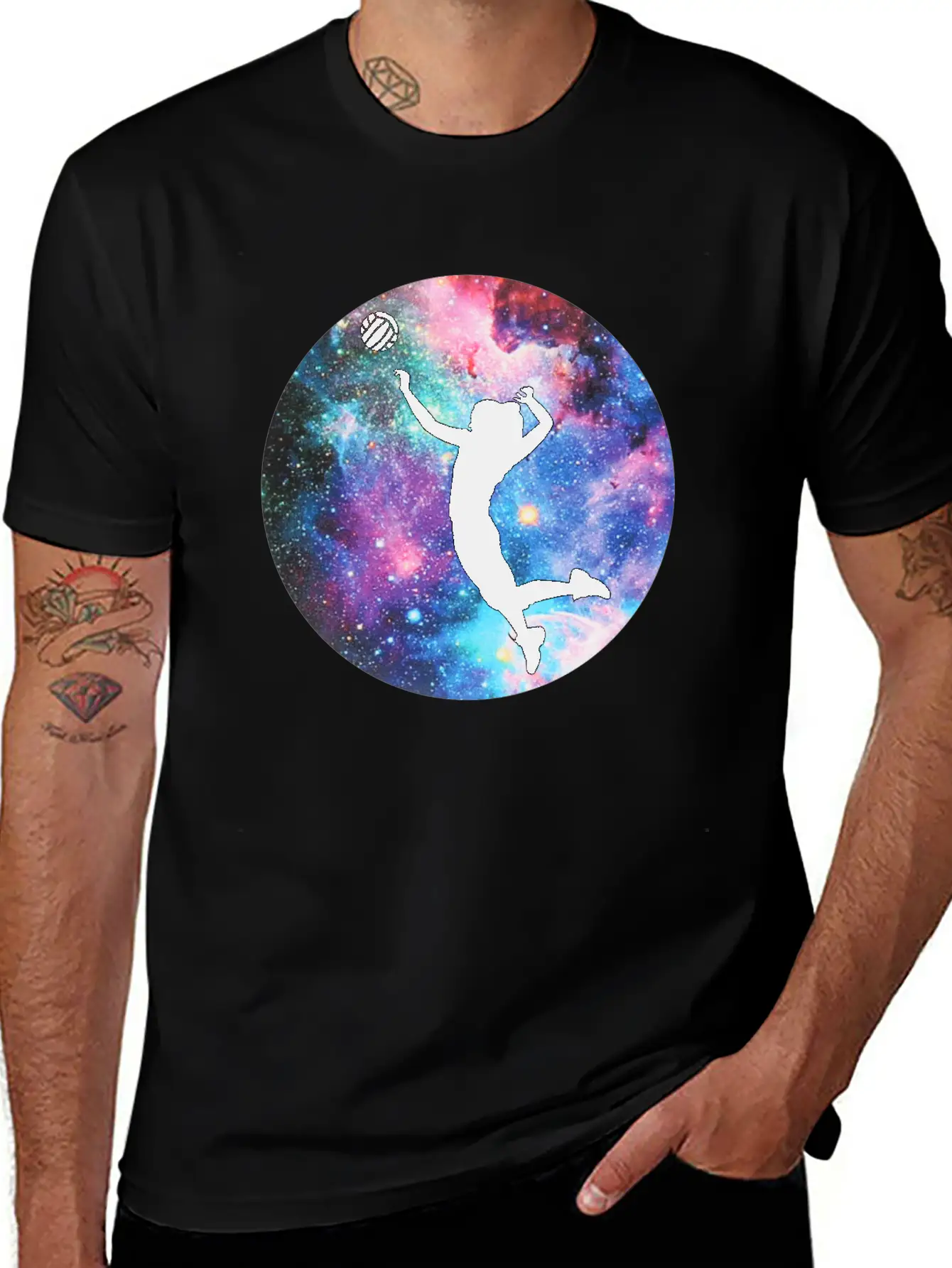 Volleyball Galaxy Girl Unisex Casual T-Shirt – Clean Design For Daily Comfort