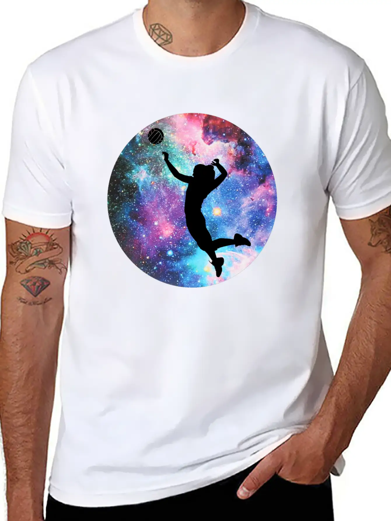 Volleyball Galaxy Girl Unisex Casual T-Shirt – Clean Design For Daily Comfort