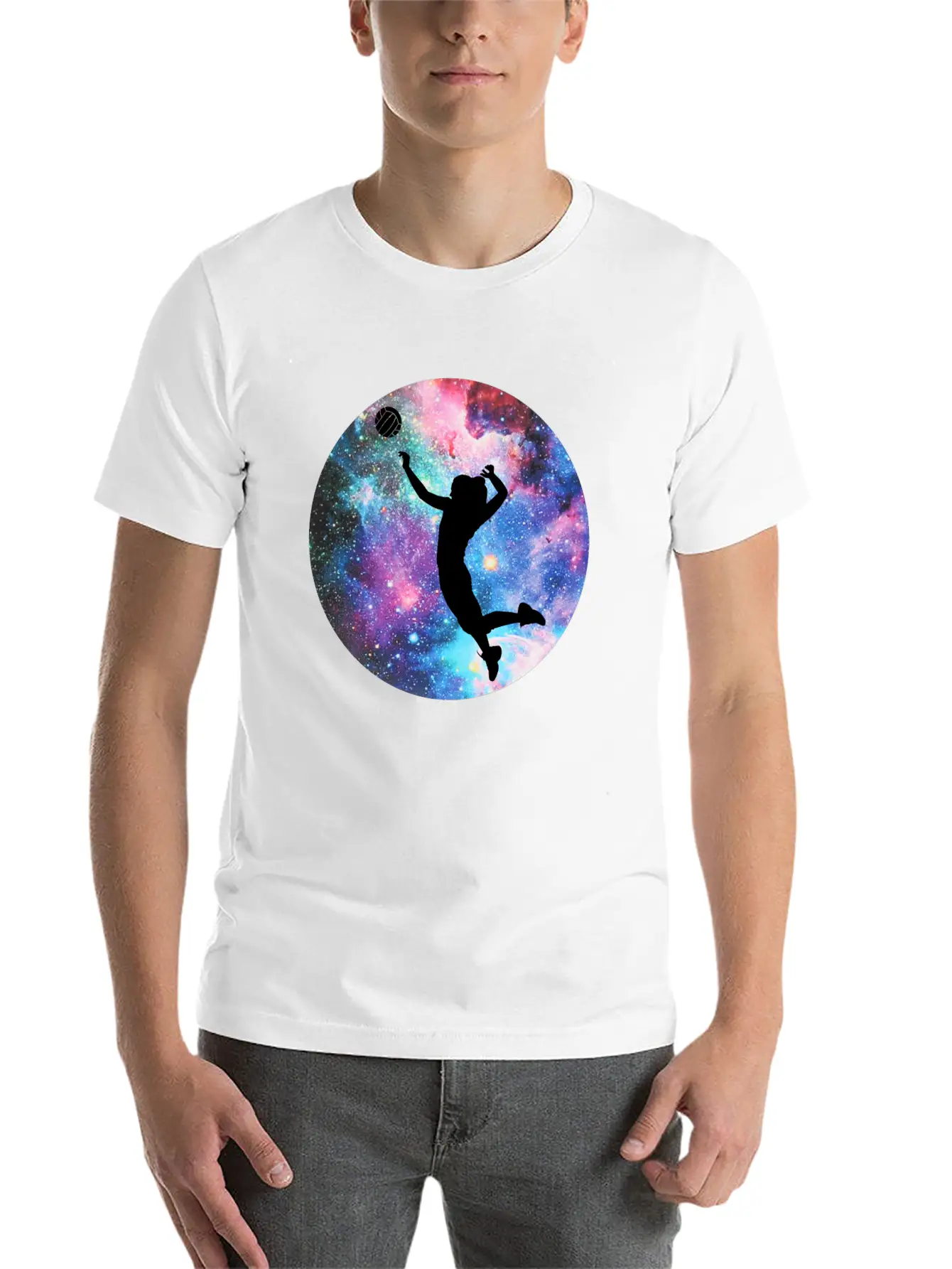 Volleyball Galaxy Girl Unisex Casual T-Shirt – Clean Design For Daily Comfort