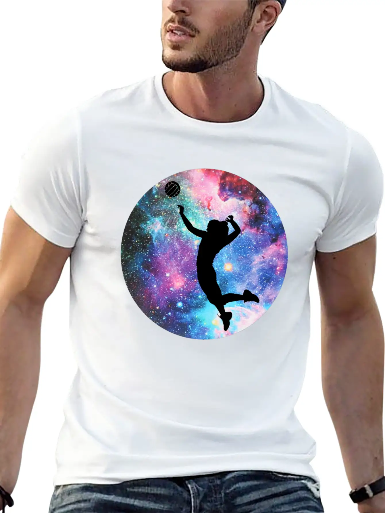 Volleyball Galaxy Girl Unisex Casual T-Shirt – Clean Design For Daily Comfort