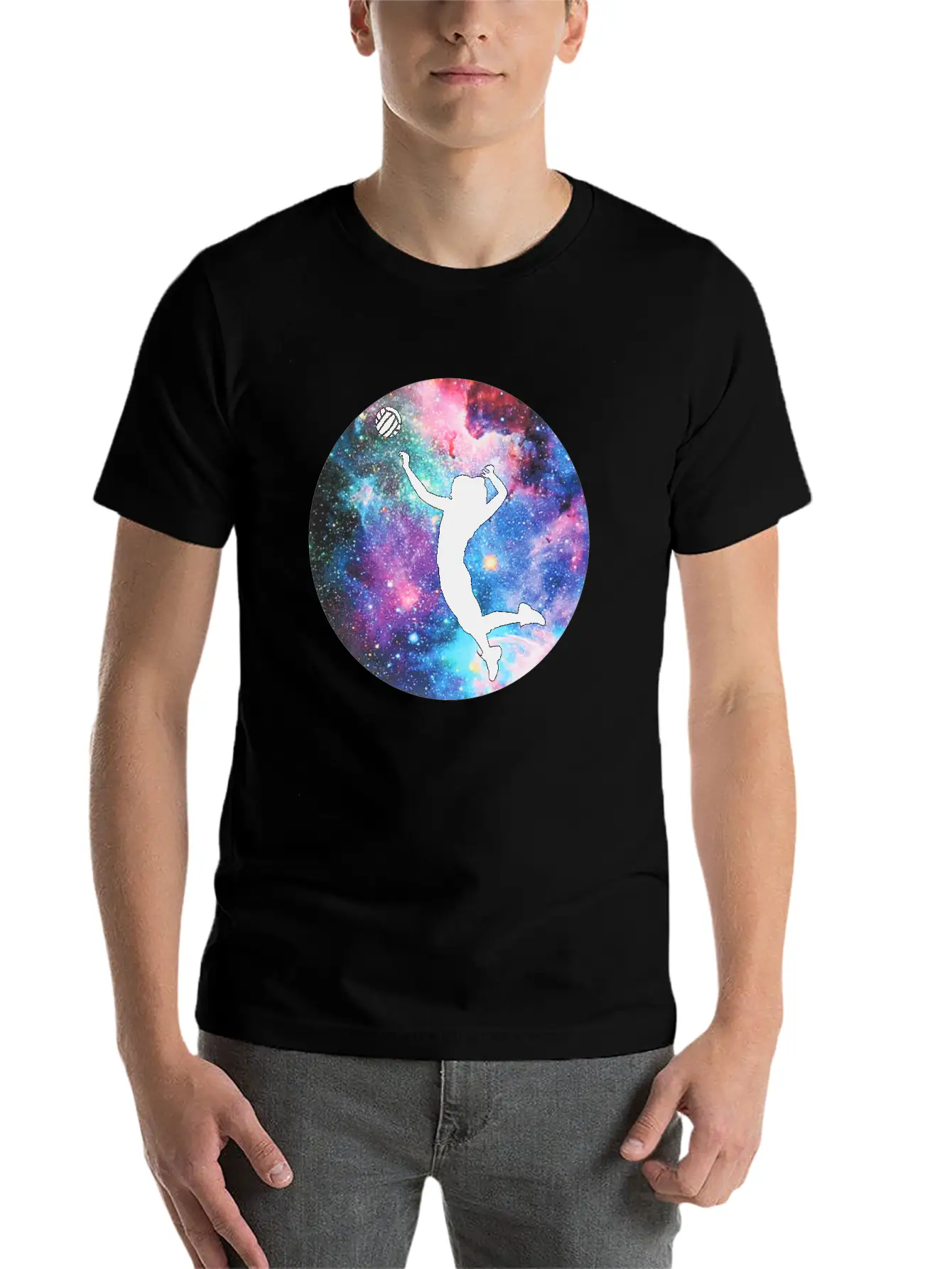 Volleyball Galaxy Girl Unisex Casual T-Shirt – Clean Design For Daily Comfort