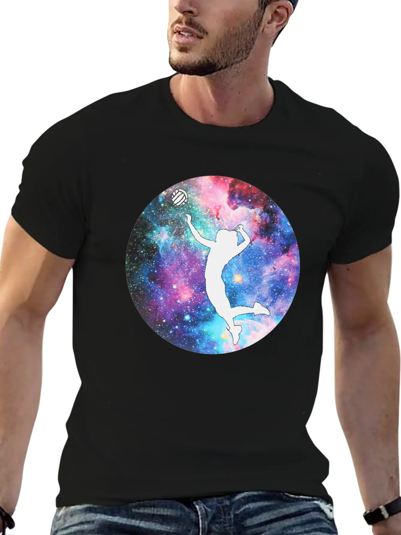 Volleyball Galaxy Girl Unisex Casual T-Shirt – Clean Design For Daily Comfort
