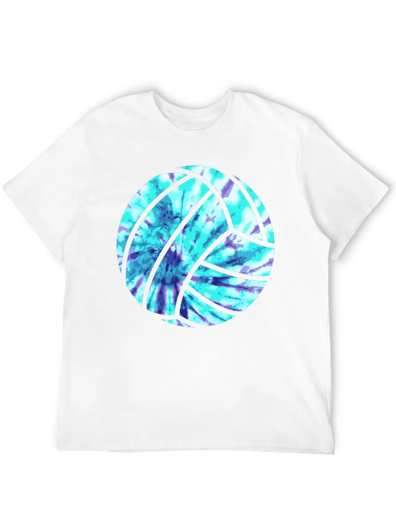 Volleyball Tie Dye Look Blue Purple Great For Boys Essential Cotton Tee For Daily Outfits – Unisex Style