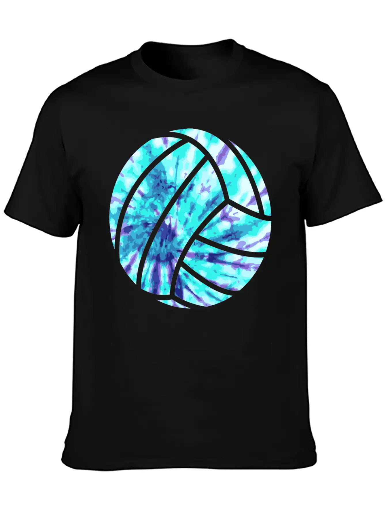 Volleyball Tie Dye Look Blue Purple Great For Boys Essential Cotton Tee For Daily Outfits – Unisex Style