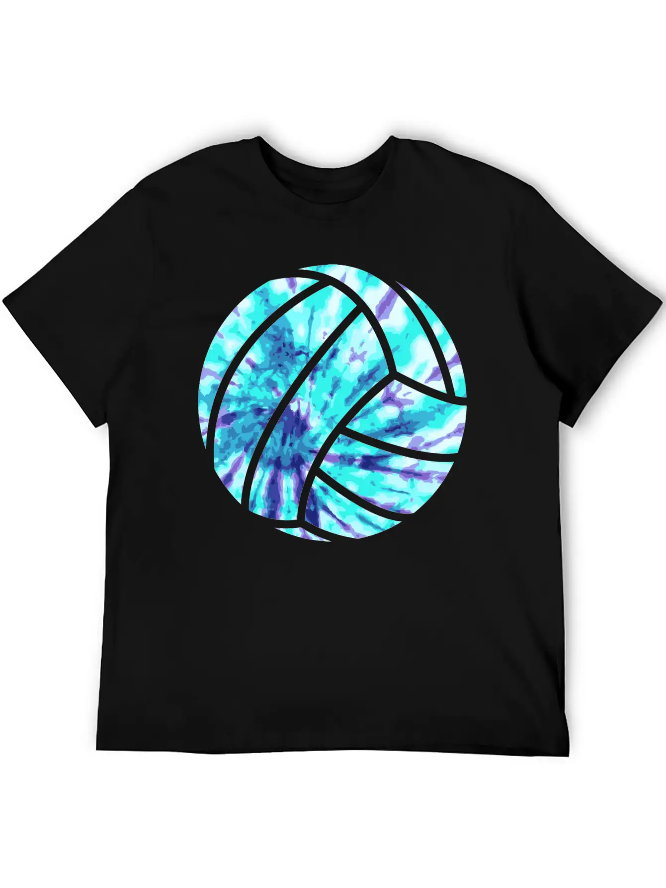 Volleyball Tie Dye Look Blue Purple Great For Boys Essential Cotton Tee For Daily Outfits – Unisex Style