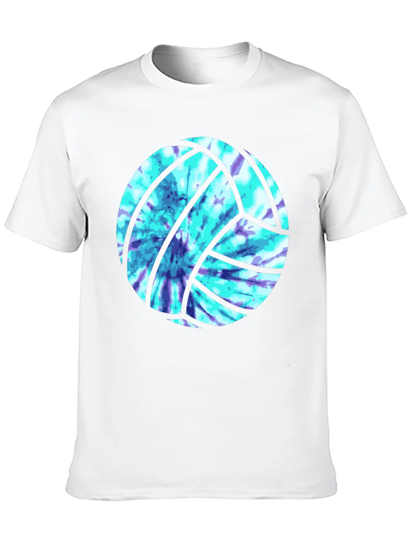 Volleyball Tie Dye Look Blue Purple Great For Boys Essential Cotton Tee For Daily Outfits – Unisex Style