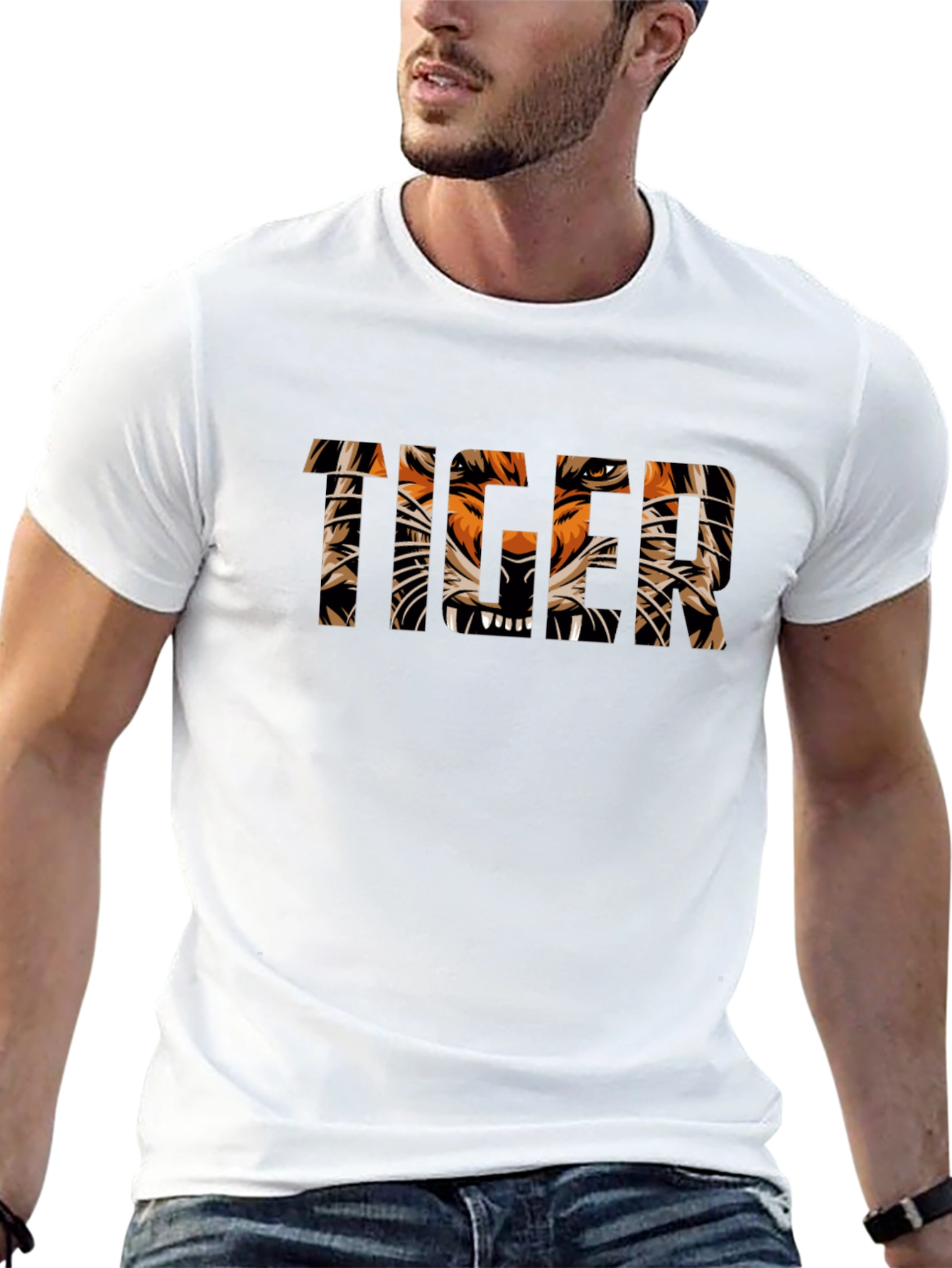 Tiger Graphic Print Black T-Shirt