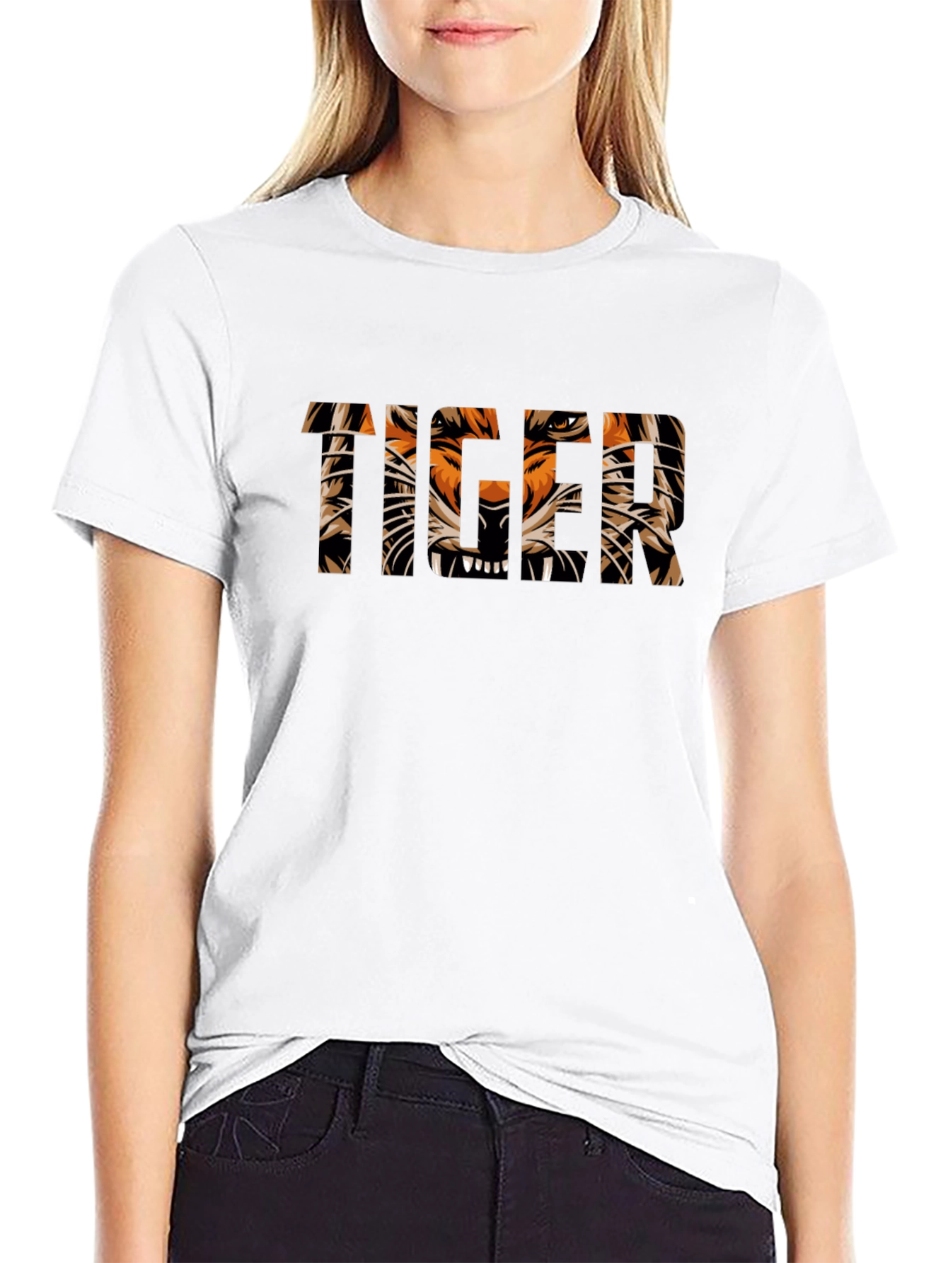 Tiger Graphic Print Black T-Shirt