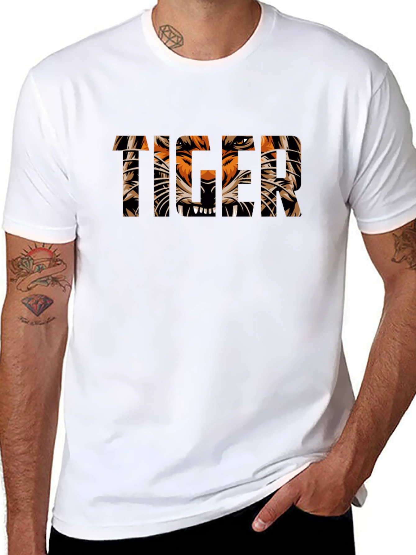 Tiger Graphic Print Black T-Shirt