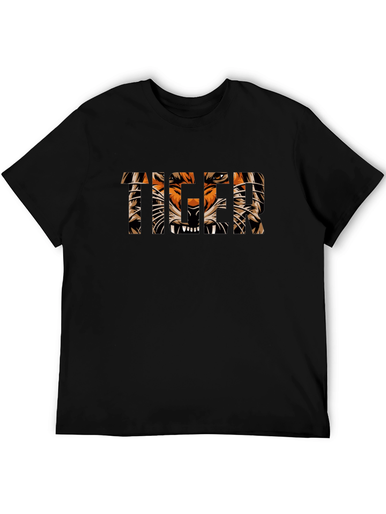 Tiger Graphic Print Black T-Shirt