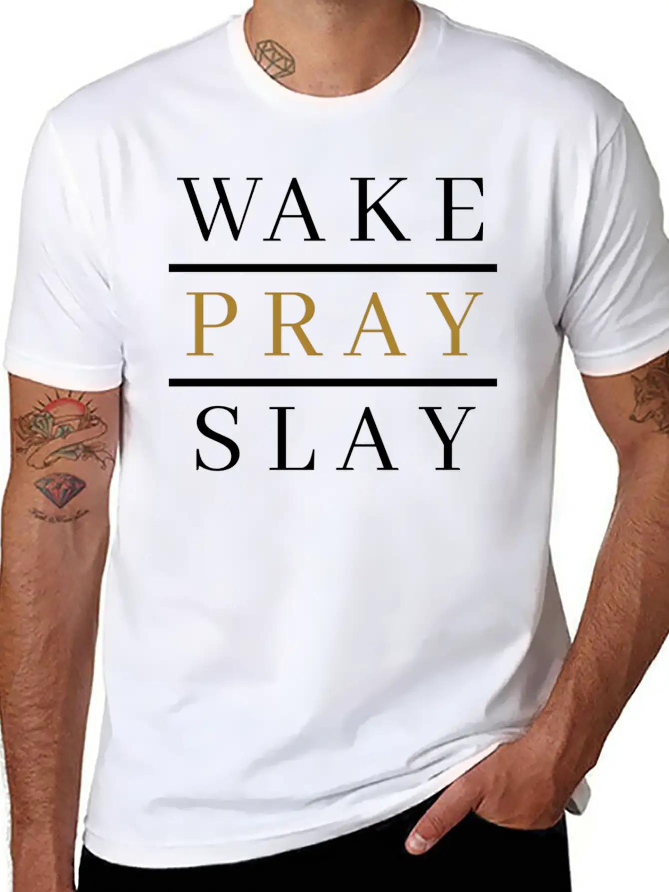 Wake Pray Slay Lightweight Cotton T-Shirt – Daily Comfort Graphic Shirt