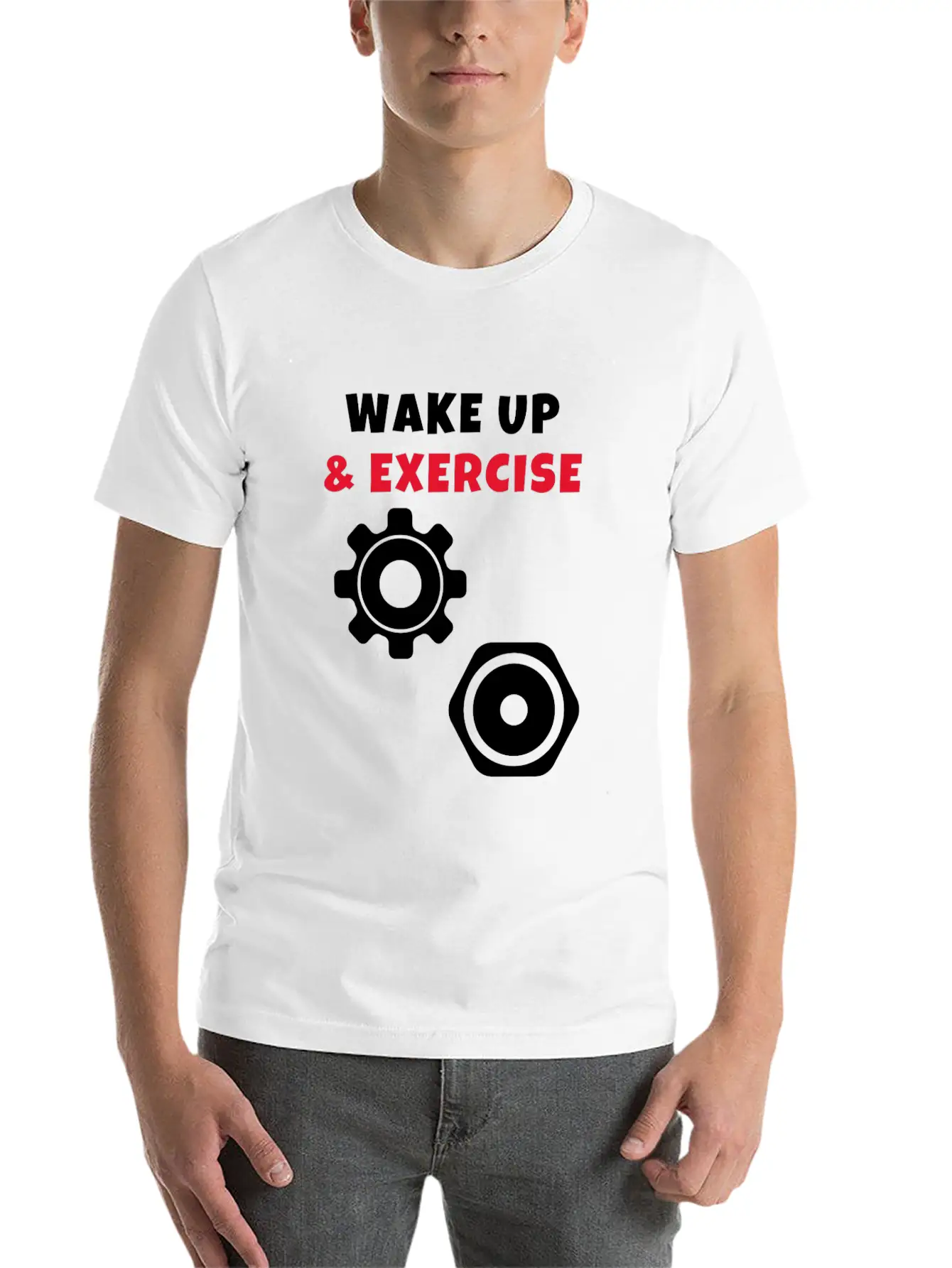 Wake Up And Exercise Weight Plates Stylish Everyday T-Shirt ��� Unisex Basic Cotton Tee