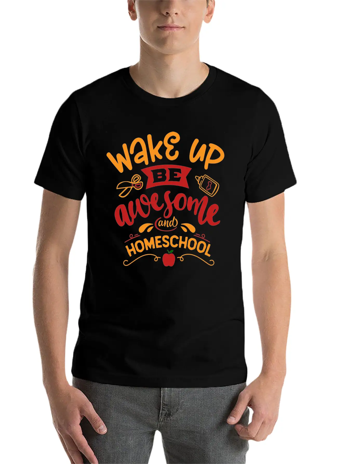 Wake Up Be Awesome And Home School Unisex Casual T-Shirt – Clean Design For Daily Comfort