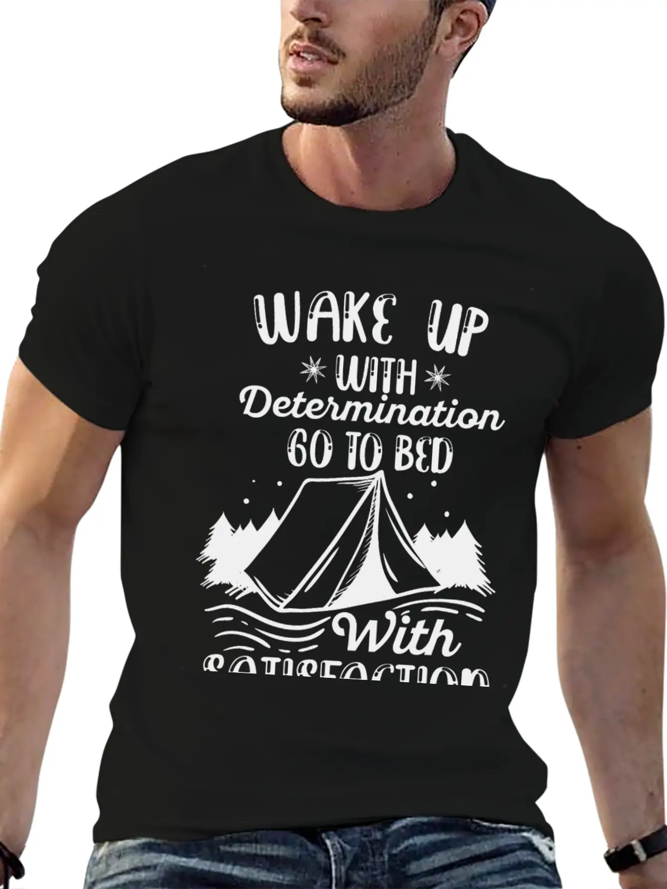 WAKE UP WITH DETERMINATION Basic Graphic T-Shirt – Daily Comfort In Soft Cotton